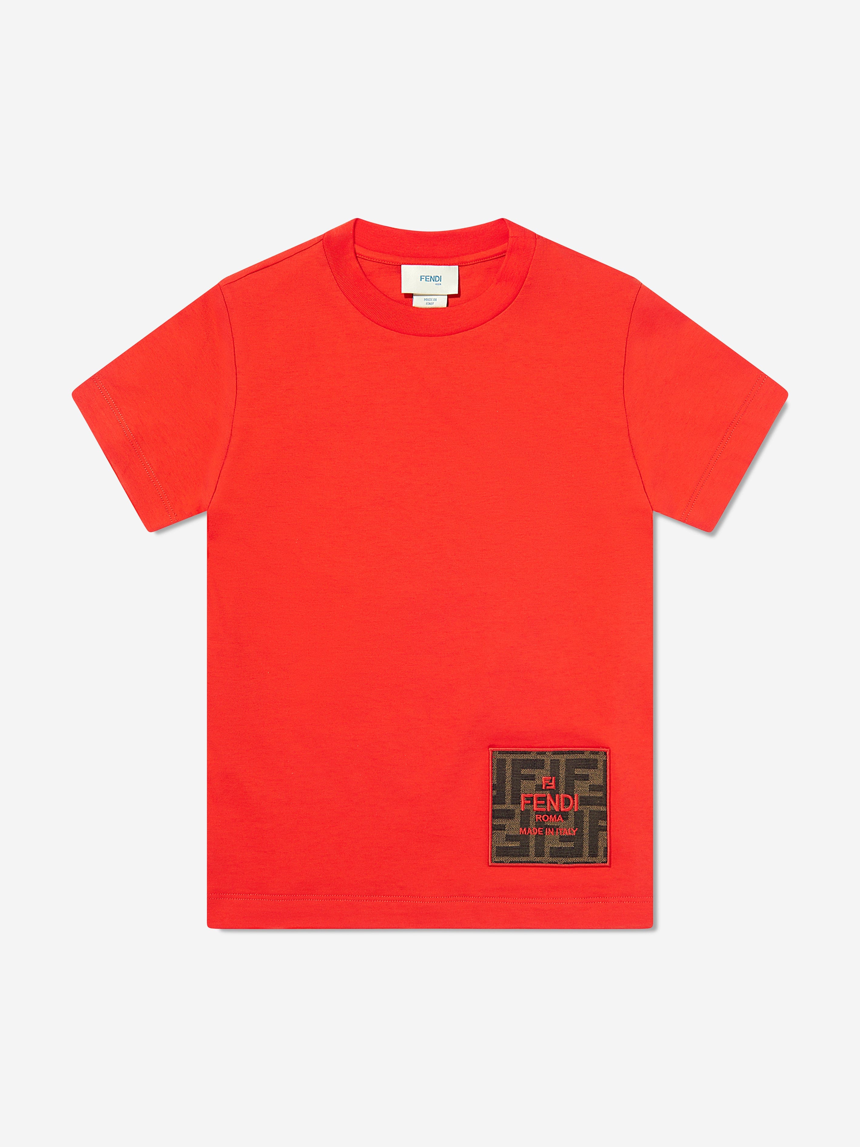 Fendi Kids Logo T-Shirt in Red Free Shipping Low Shipping