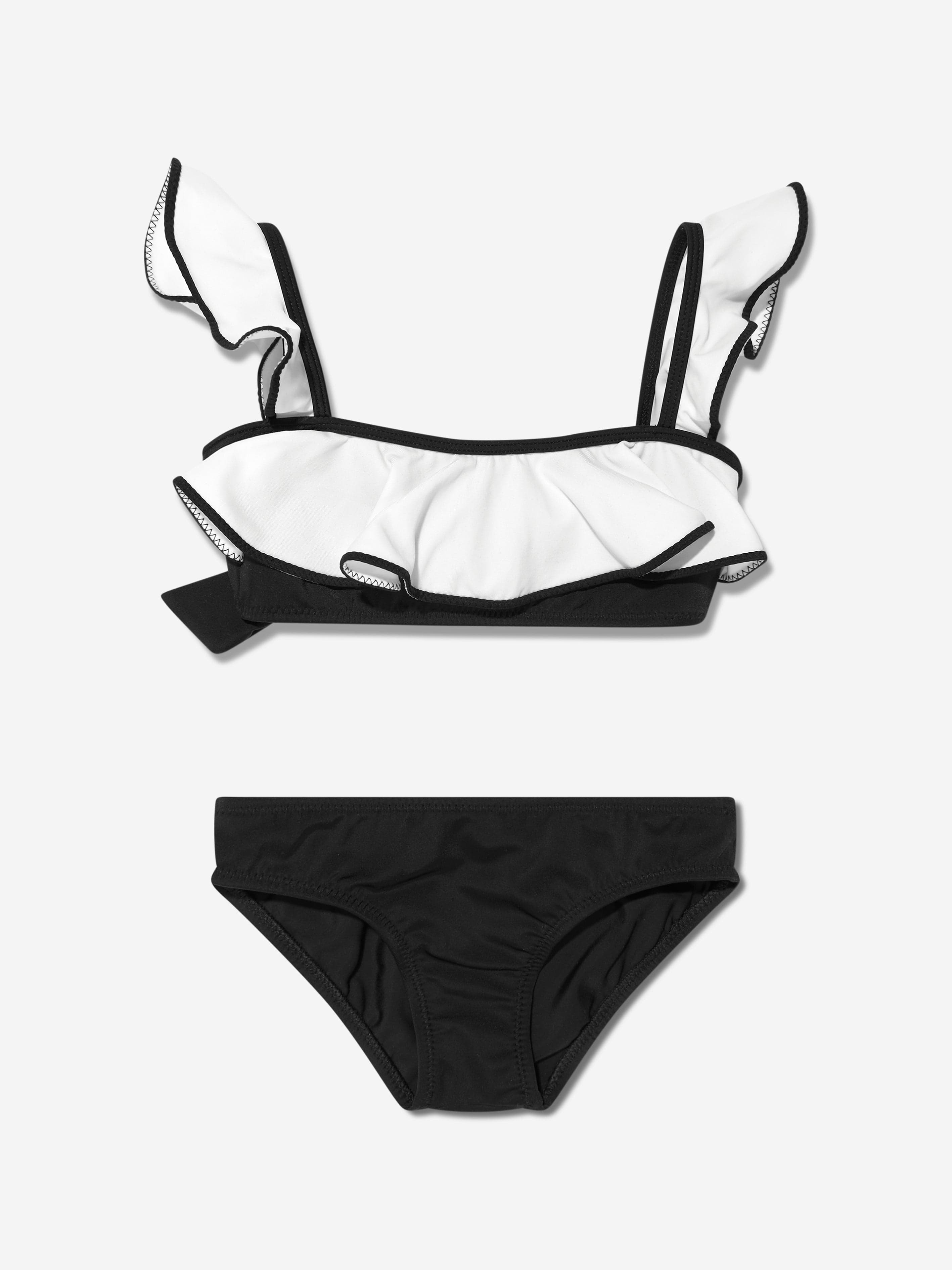 Nessi Byrd Girls Oppa Ruffle Bikini in Black Buy Cheap Limited Edition