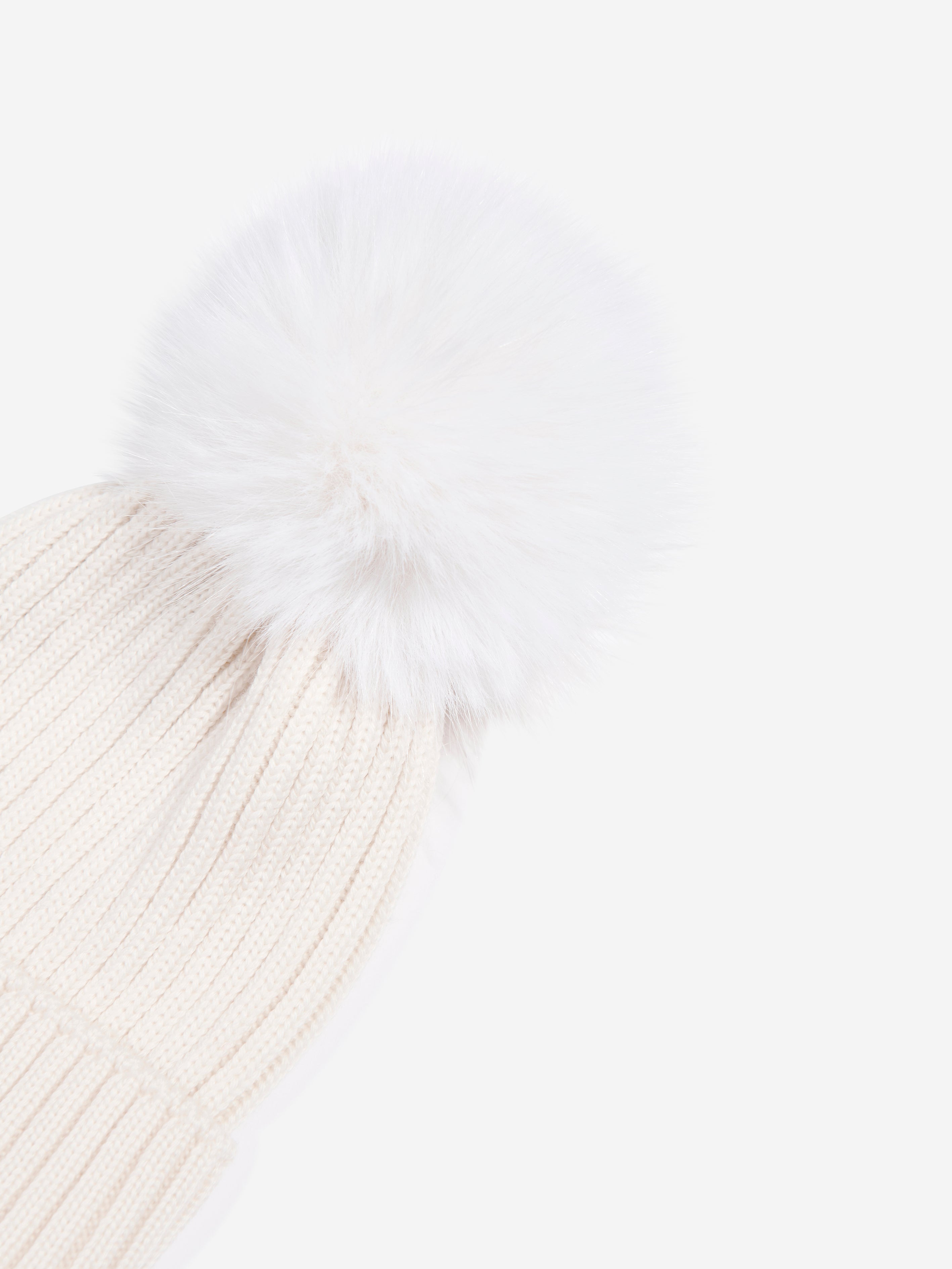 Moncler Enfant Girls Wool Pom Pom Hat in Ivory Extremely Cheap Pice