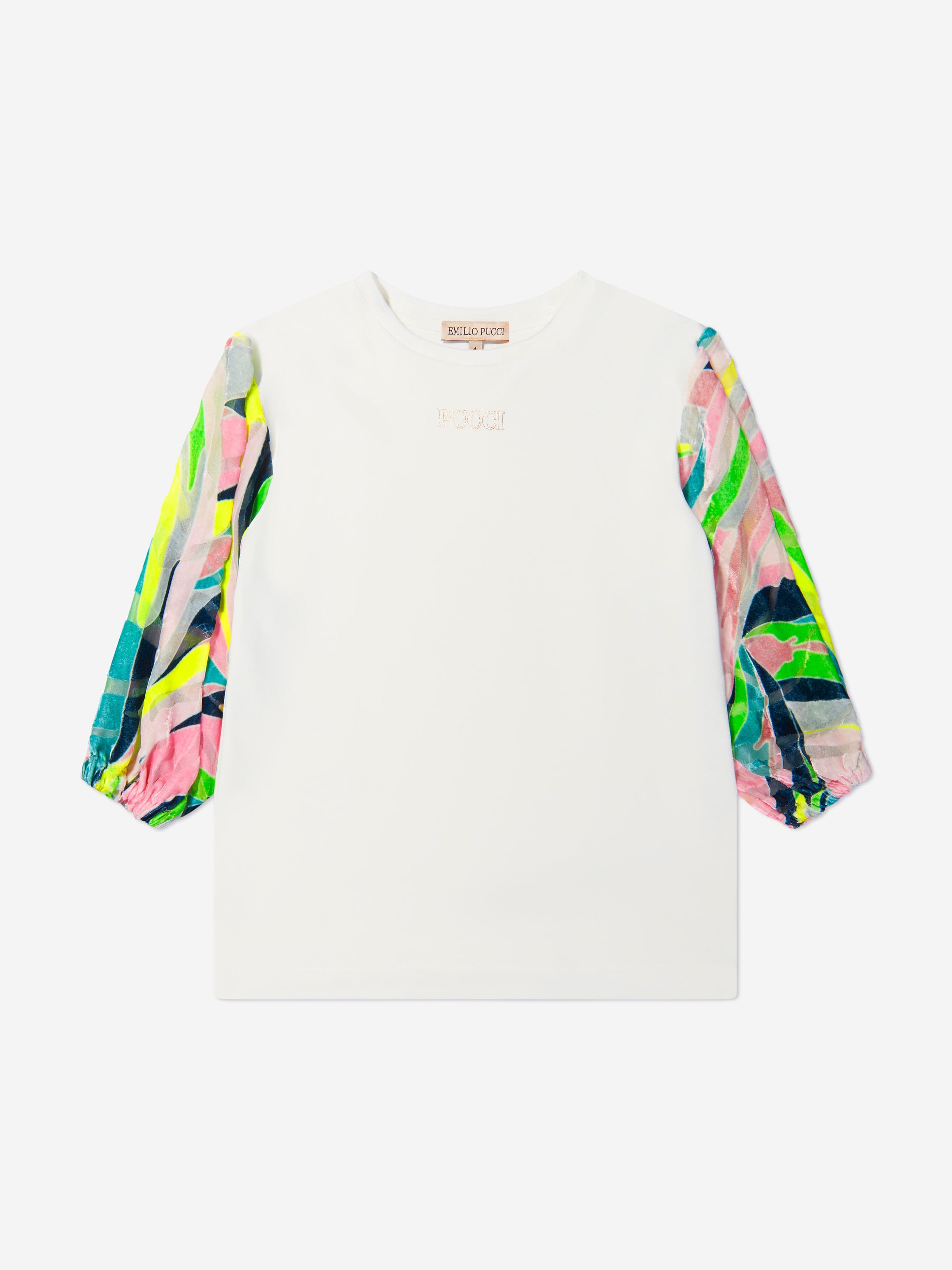 Pucci Girls Printed Sleeve Logo Dress Cheap Sale Popular