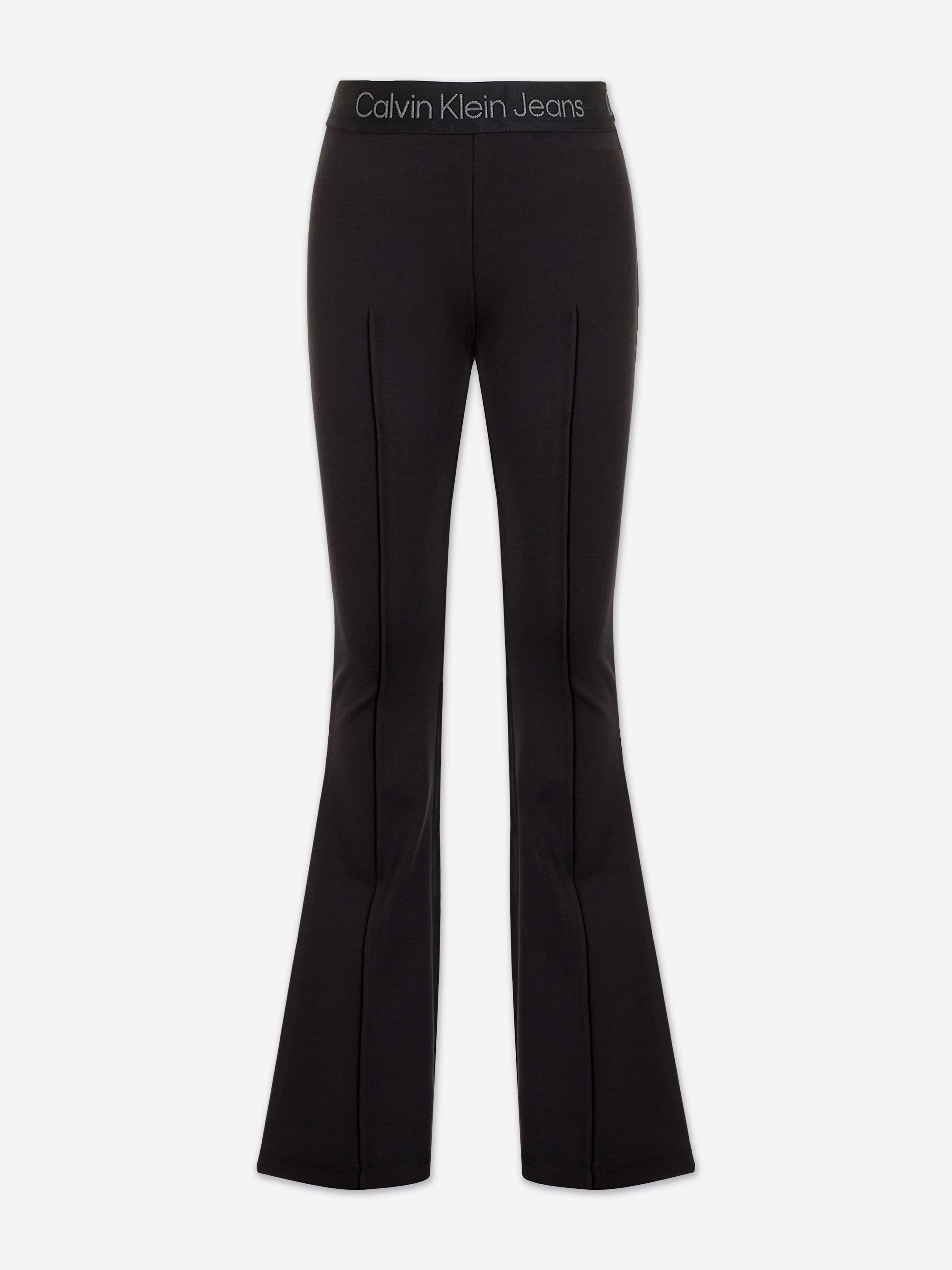 Calvin Klein Girls Punto Tape Flare Trousers in Black Shop For Sale
