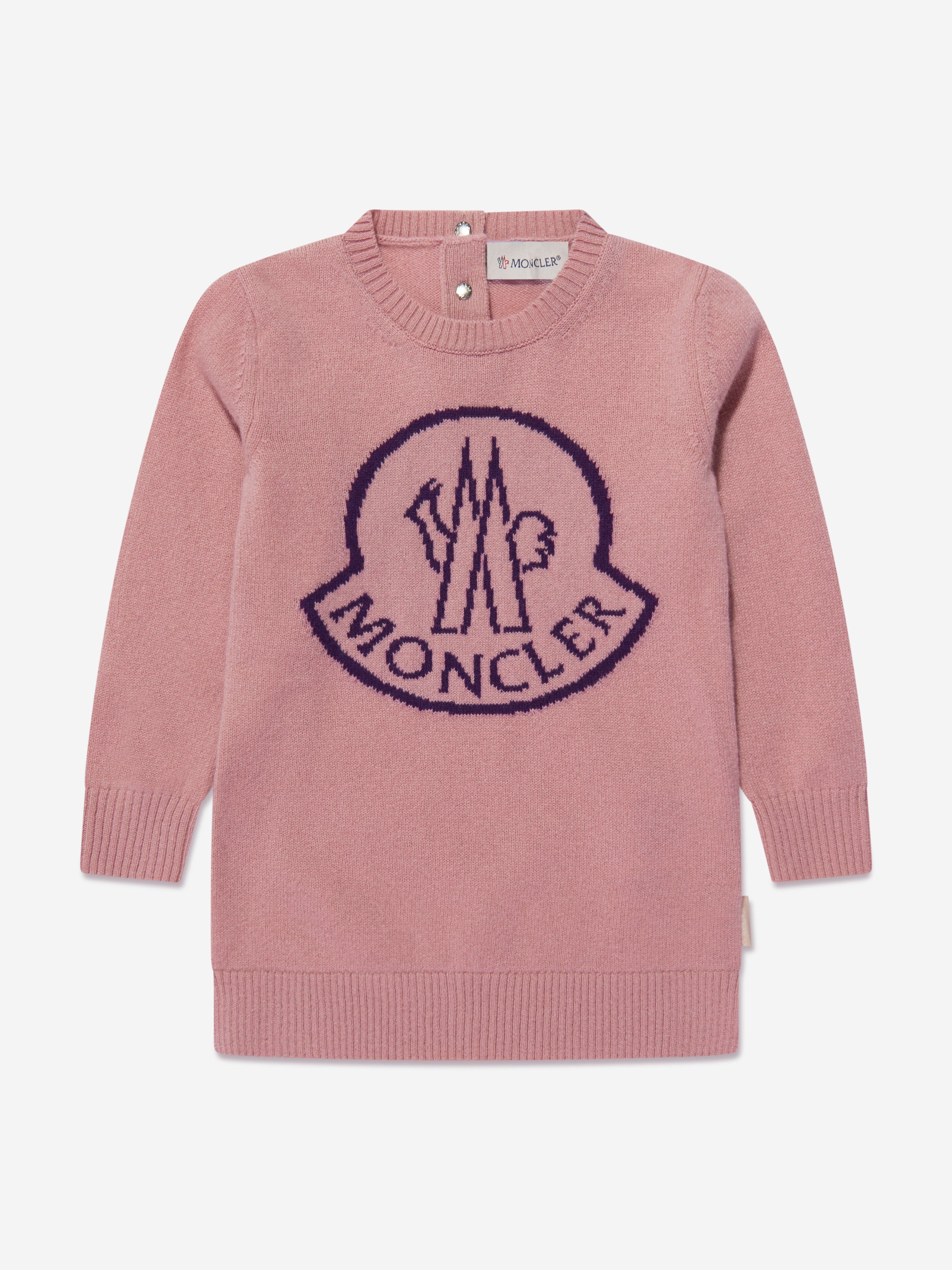 Moncler Enfant Baby Girls Knitted Logo Dress in Pink Clearance Wide Range Of