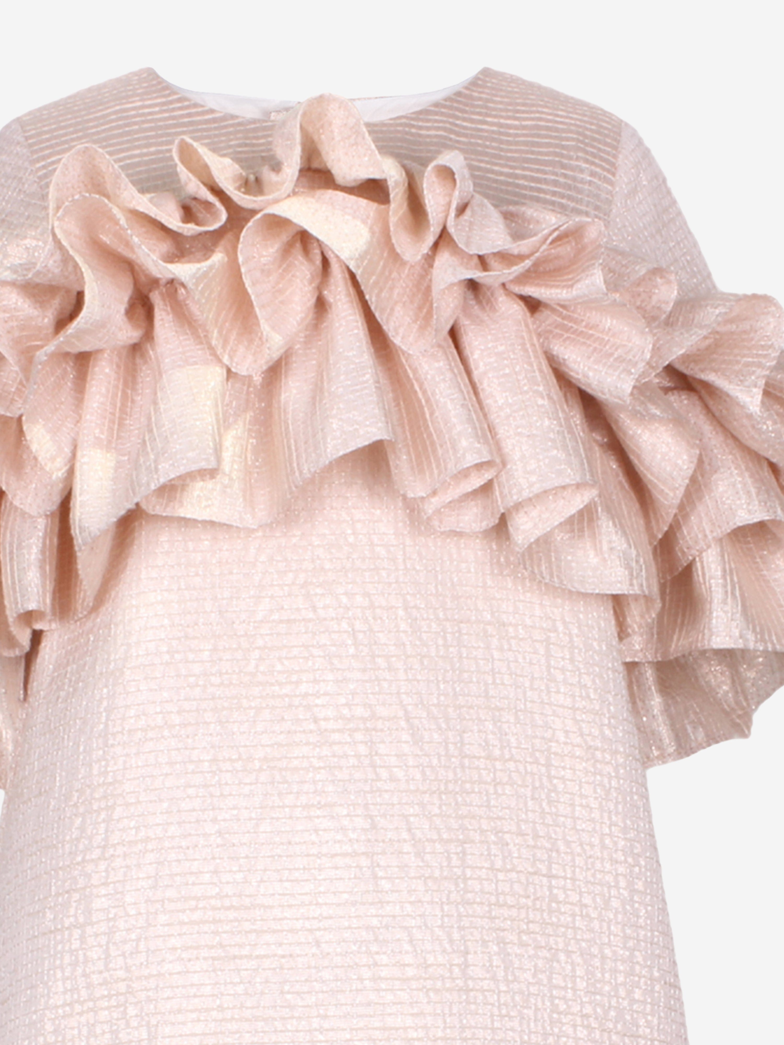 Jessie And James Girls Flutterby A-Line Ruffle Dress in Pink Store Sale