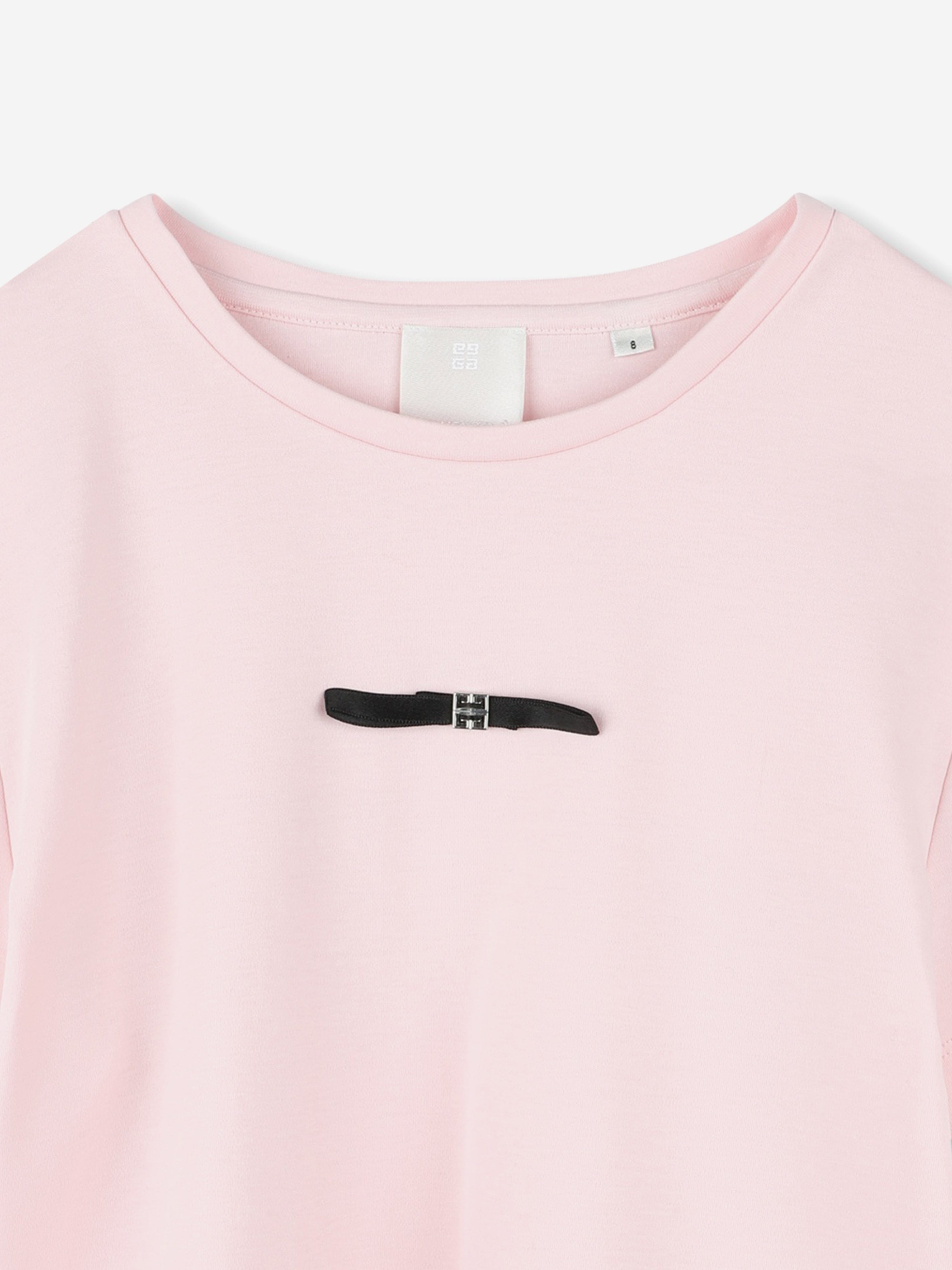 Girls 4G Satin Bow T-Shirt in Pink Marketable