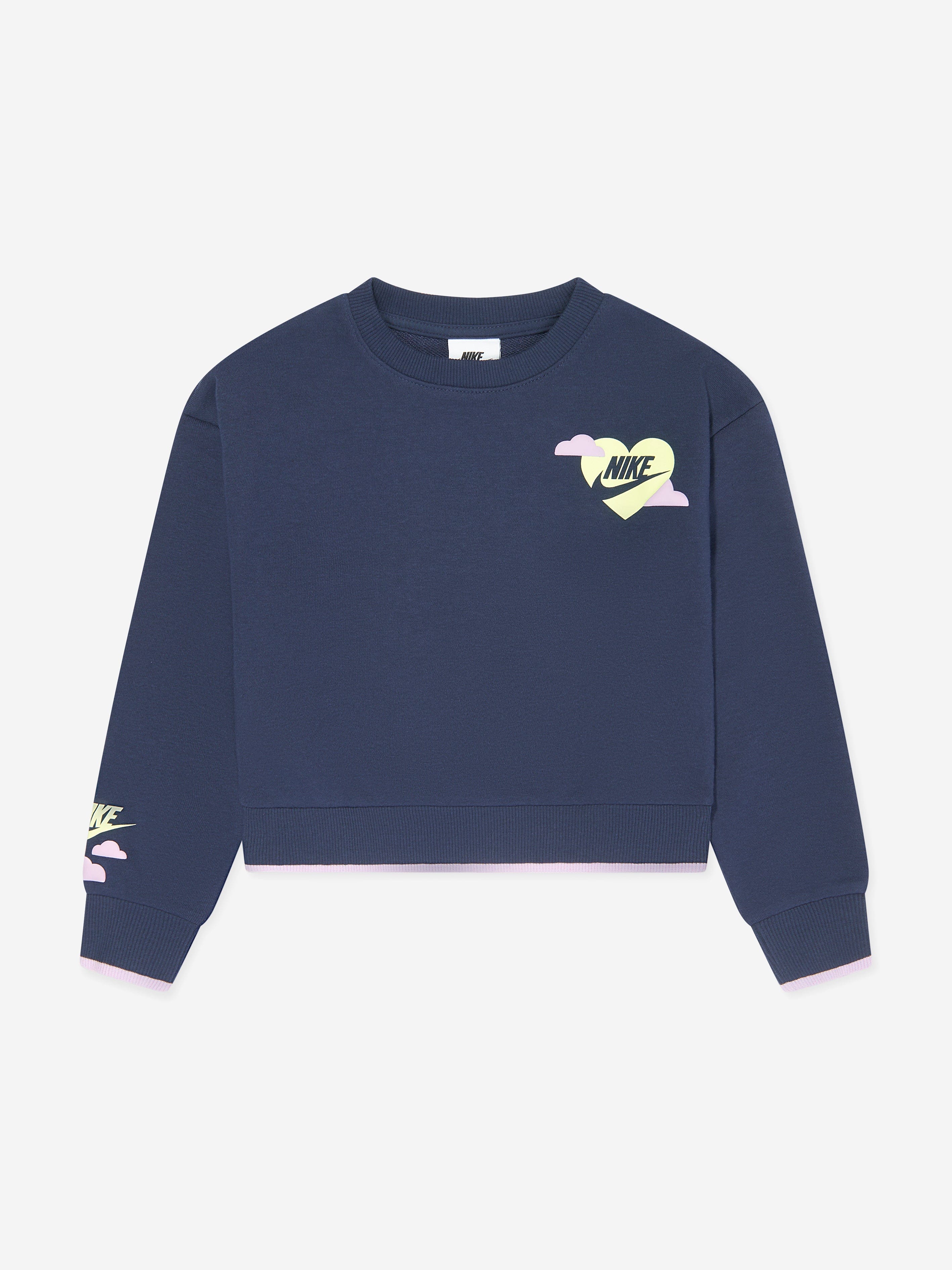 Nike Girls Sweet Swoosh Sweatshirt in Navy Real For Sale