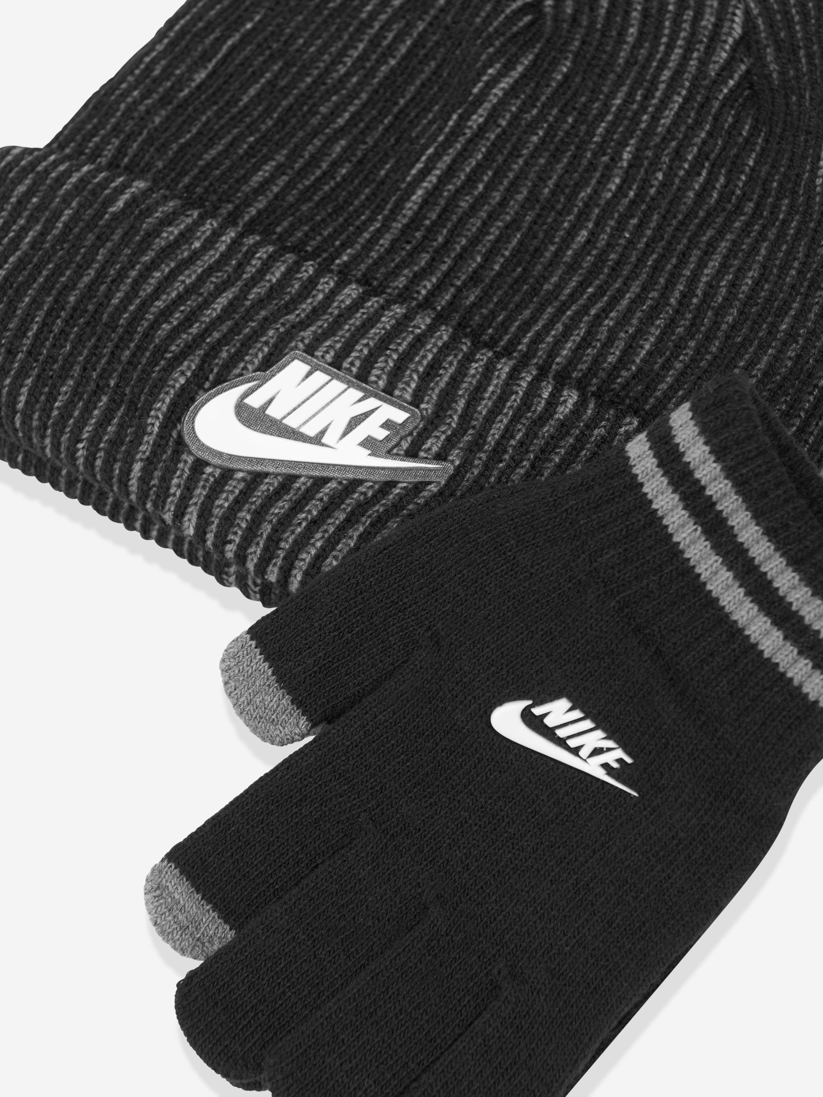 Kids Two Tone Rib Beanie and Glove Set in Black Free Shipping Hot Sale