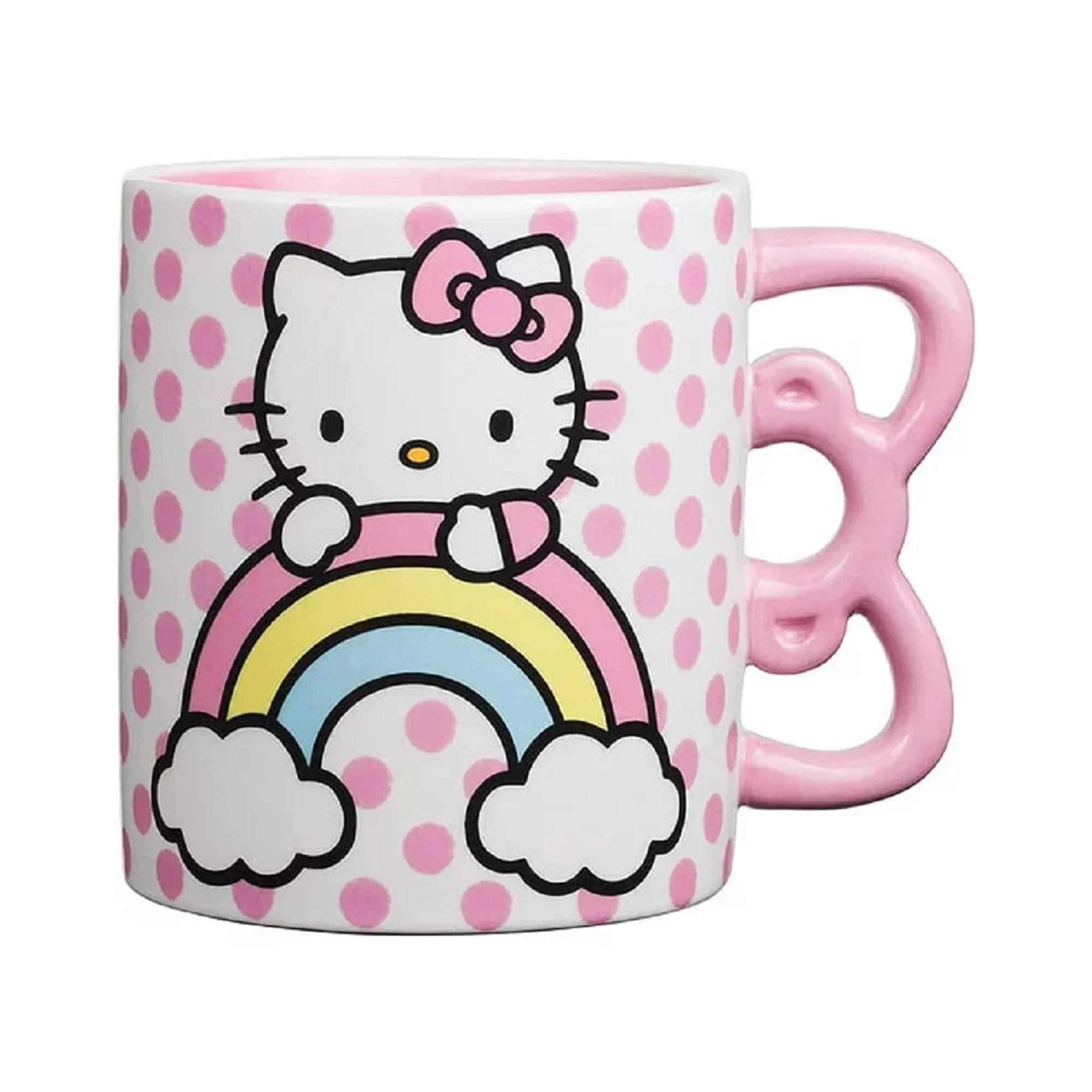 Hello Kitty Sculpted Bow & Rainbow Ceramic Mug Free Shipping Top Quality