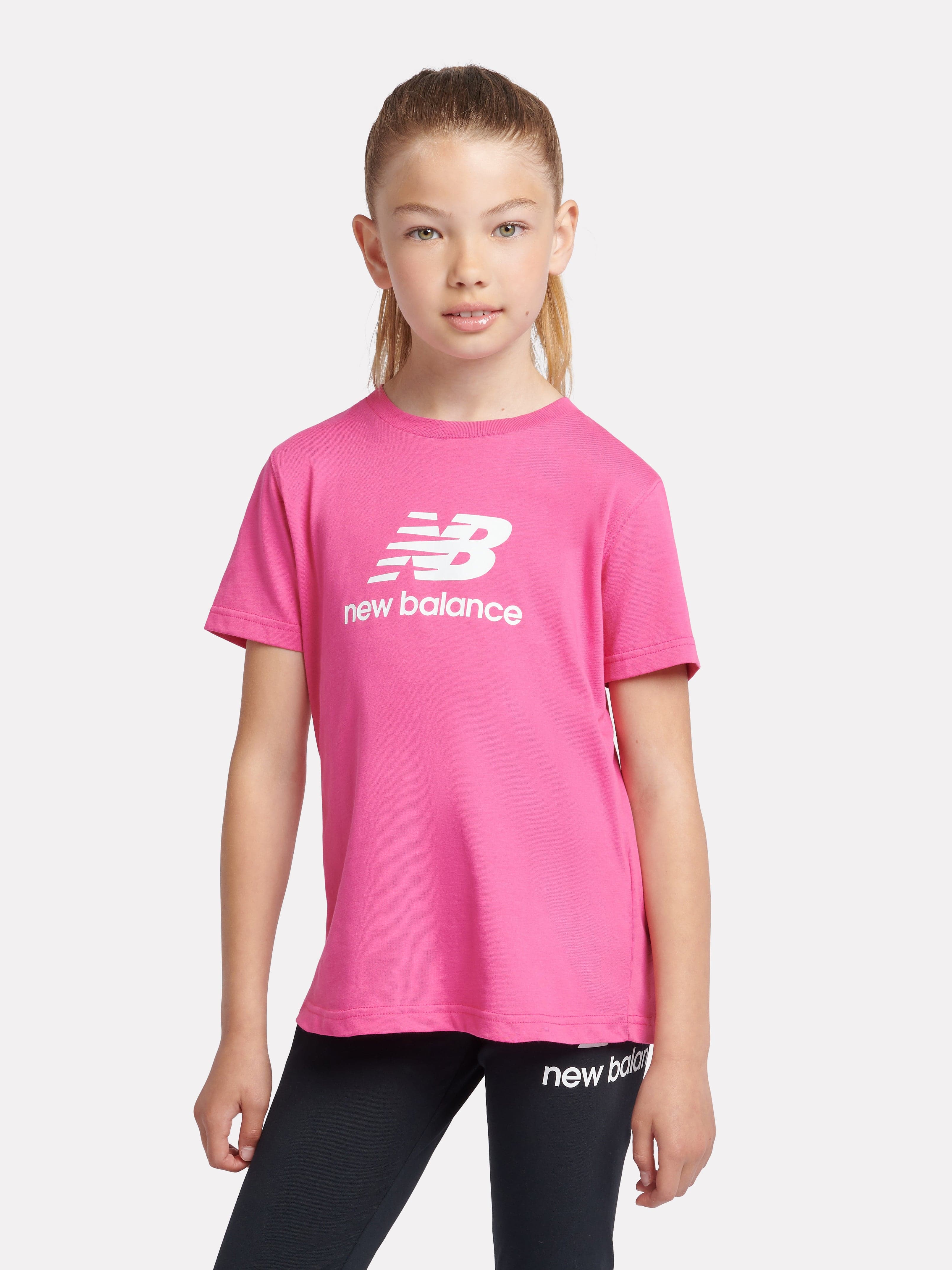 New Balance Girls Jersey Stacked Logo T-Shirt in Pink Sast Cheap Pice