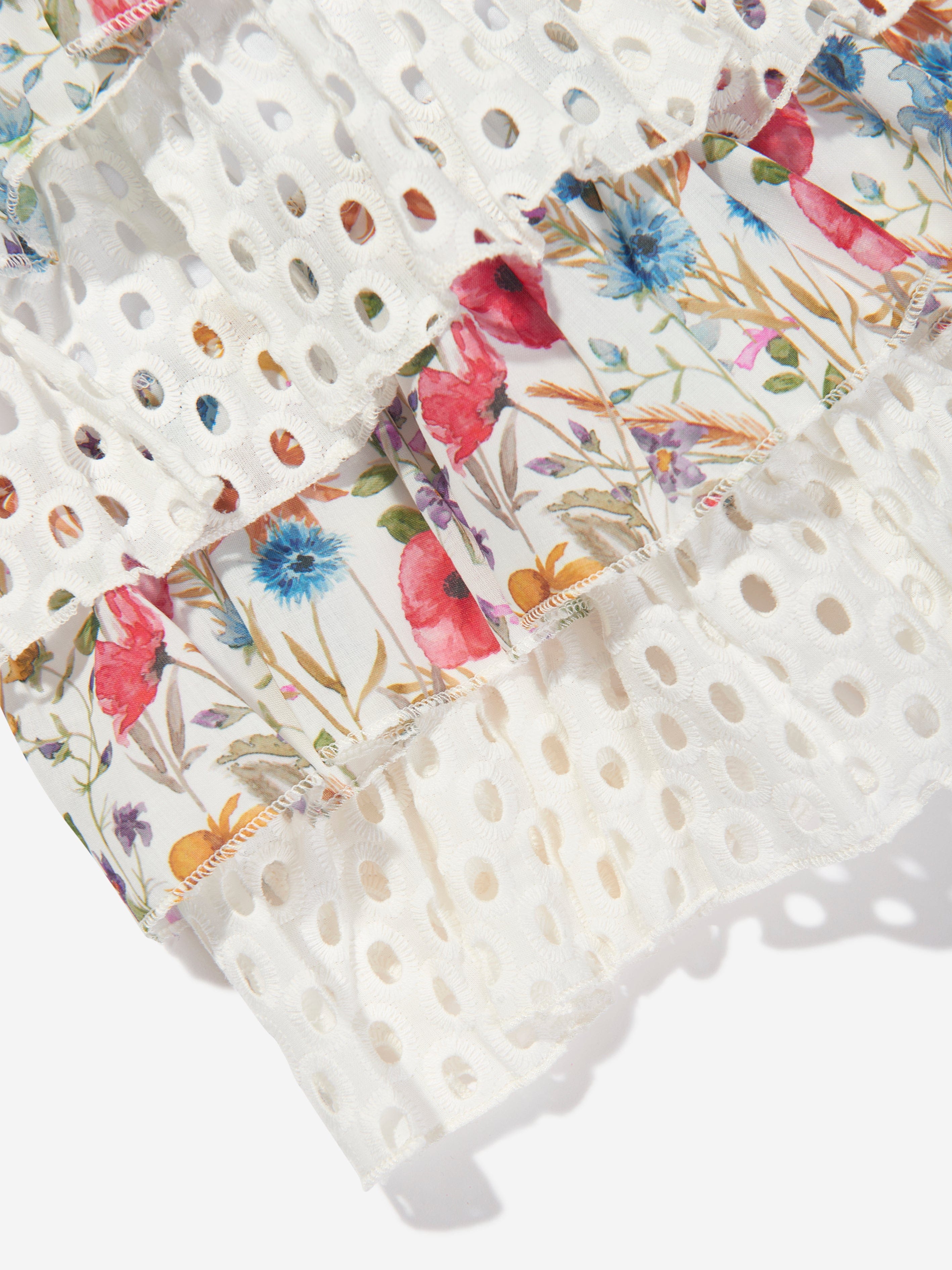 Selini Action Girls Floral Broderie Anglaise Dress in White Cheap Sale New Arrival
