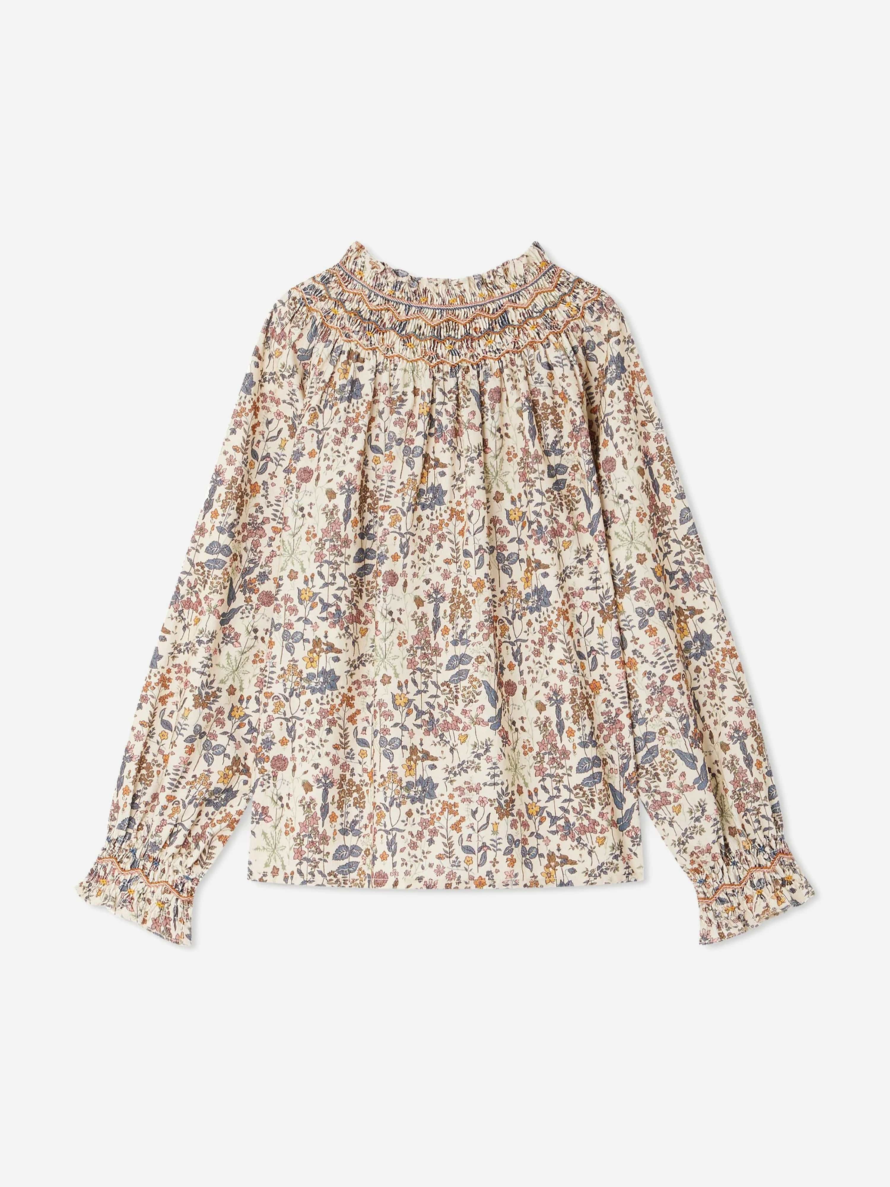 Bonpoint Girls Petal Smocked Blouse in Multicolour Cheap Sale Latest Collections