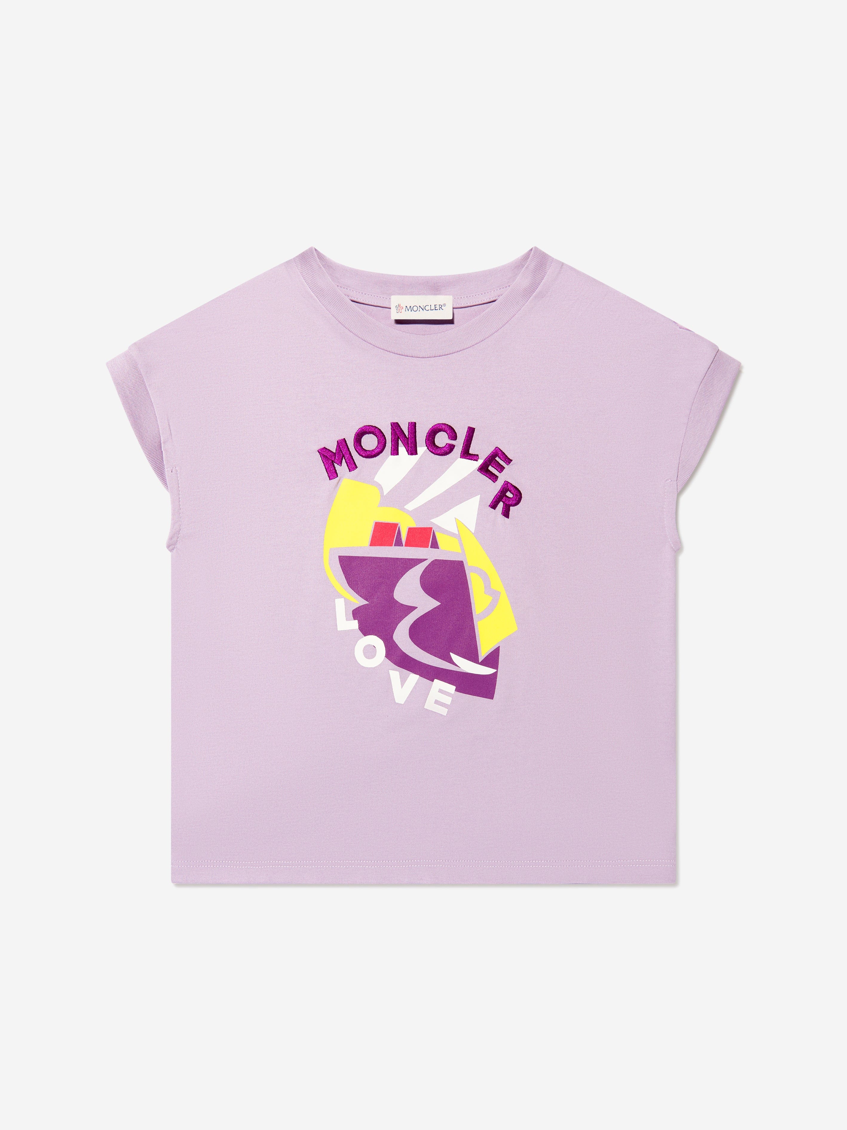 Moncler Enfant Girls Logo Graphic T-Shirt in Lilac Free Shipping 100% Guaranteed