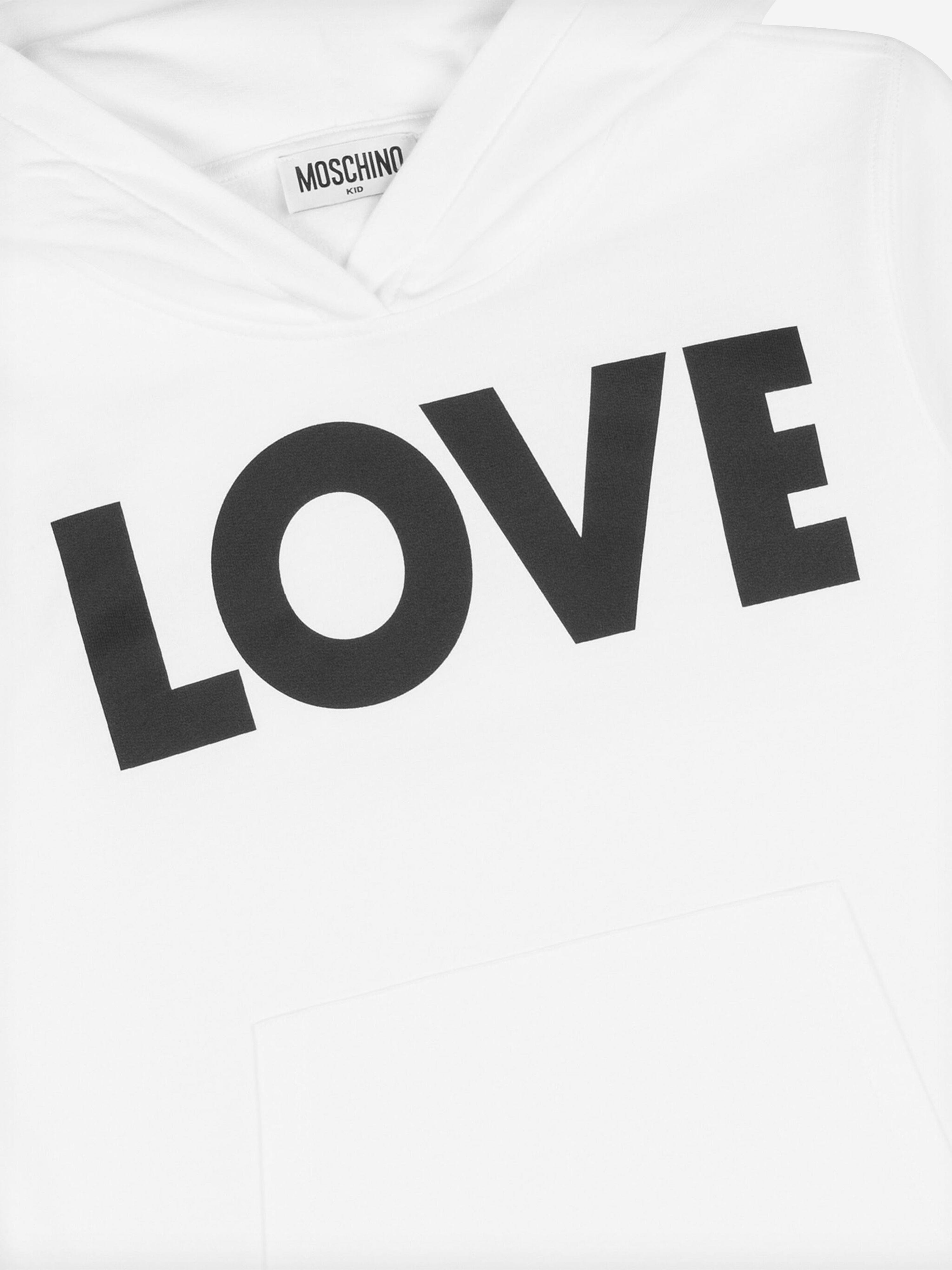 Moschino Kids Love Hoodie in White Browse For Sale