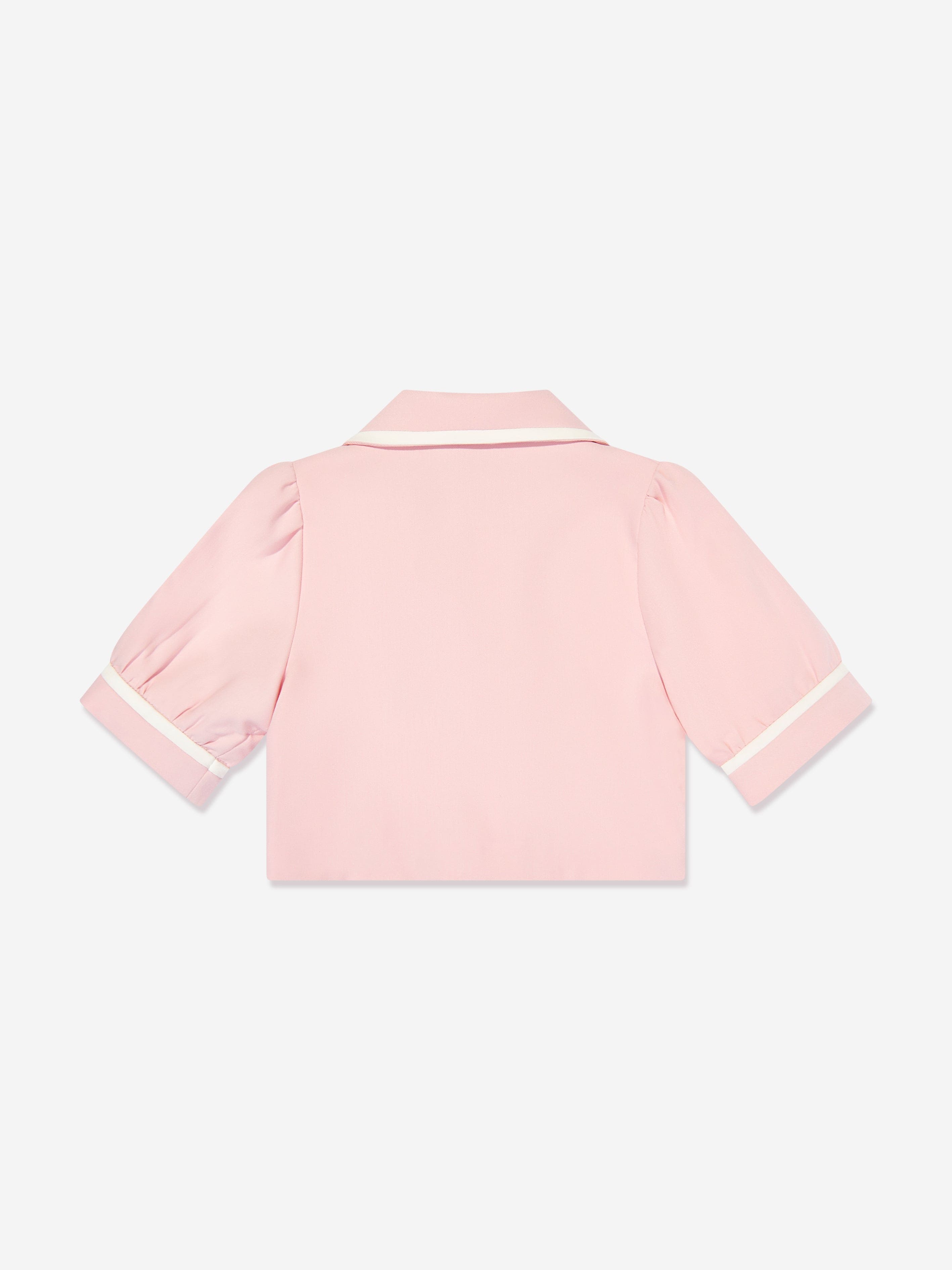 Mama Luma Girls Contrast Stitch Crop Bolero in Pink Outlet Low Pice Fee Shipping
