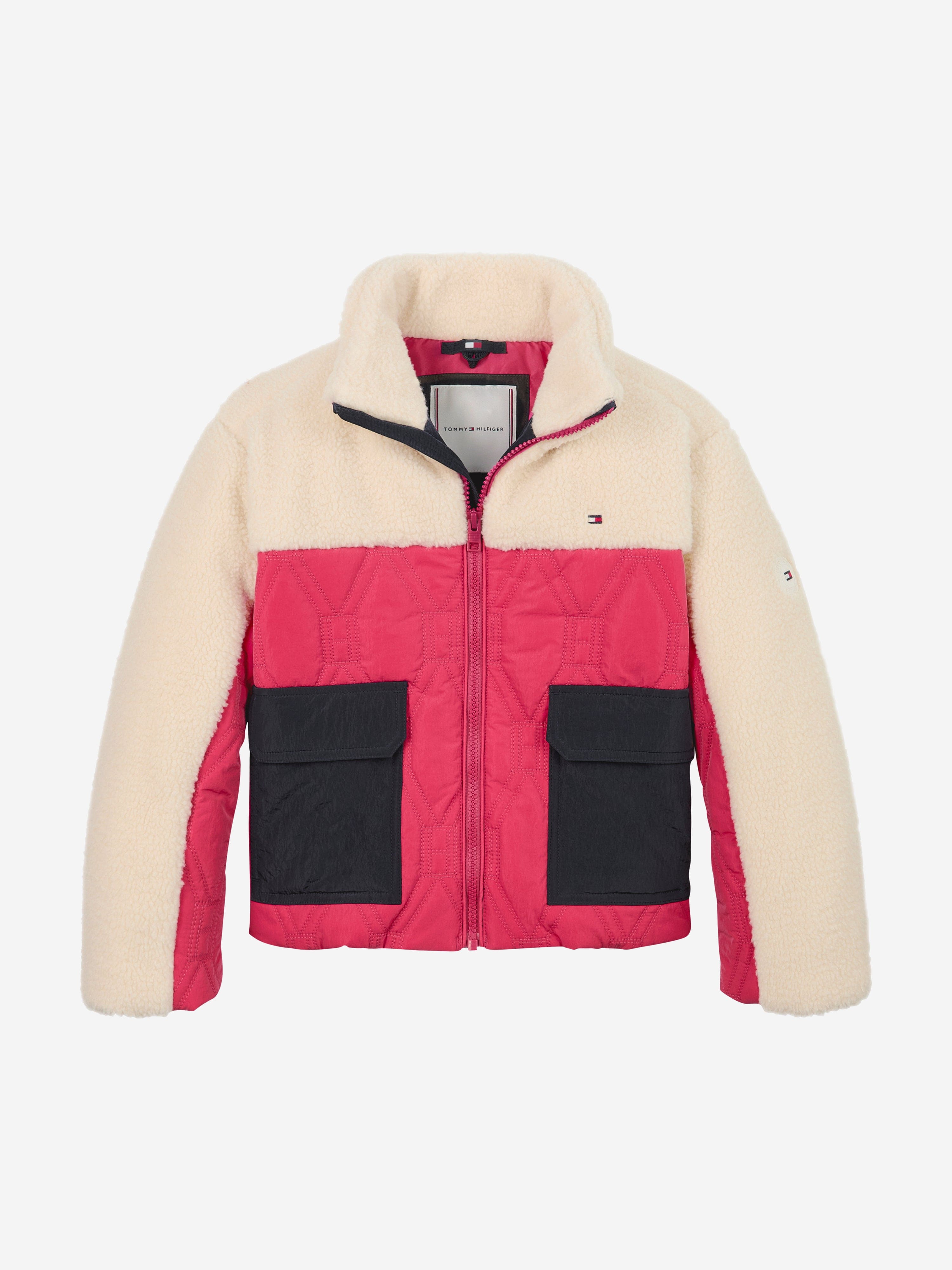 Tommy Hilfiger Girls Flag Quilted Teddy Jacket in Multicolour Sale Online Shop