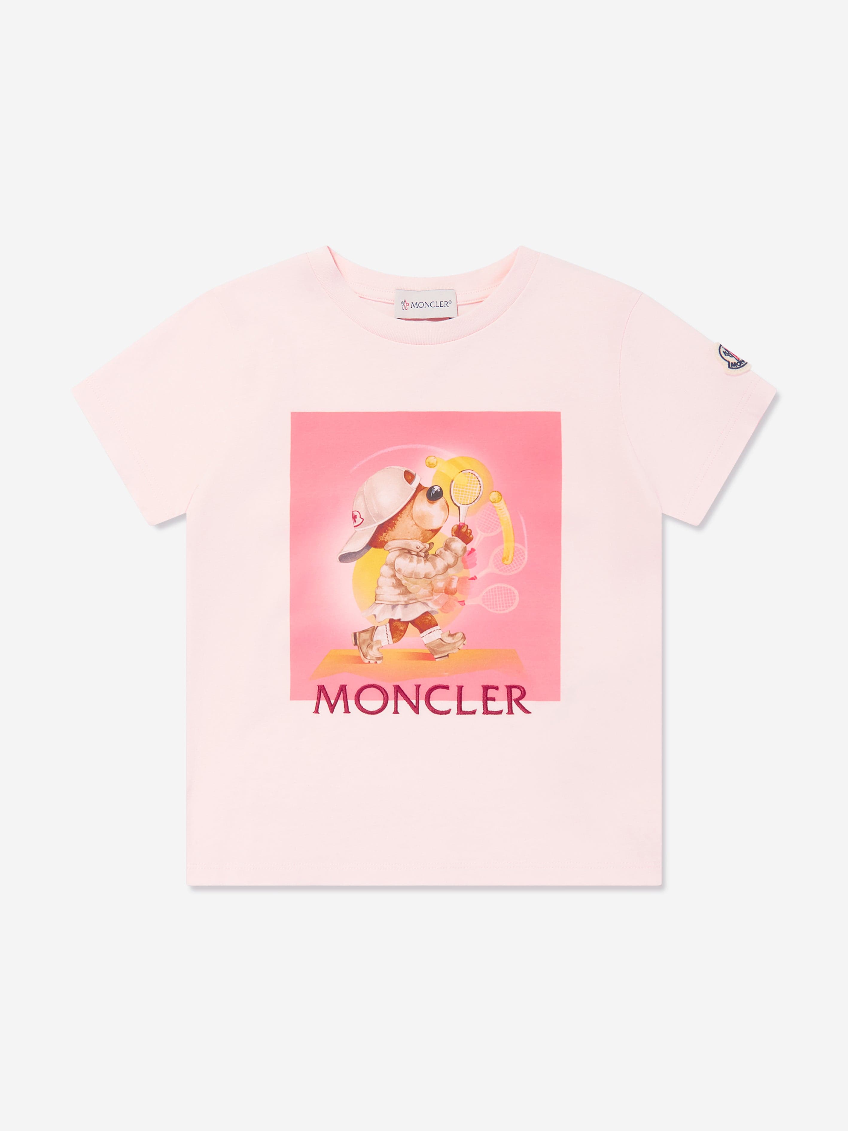 Moncler Enfant Girls Graphic Tennis Logo T-Shirt in Pink With Credit Card Cheap Online