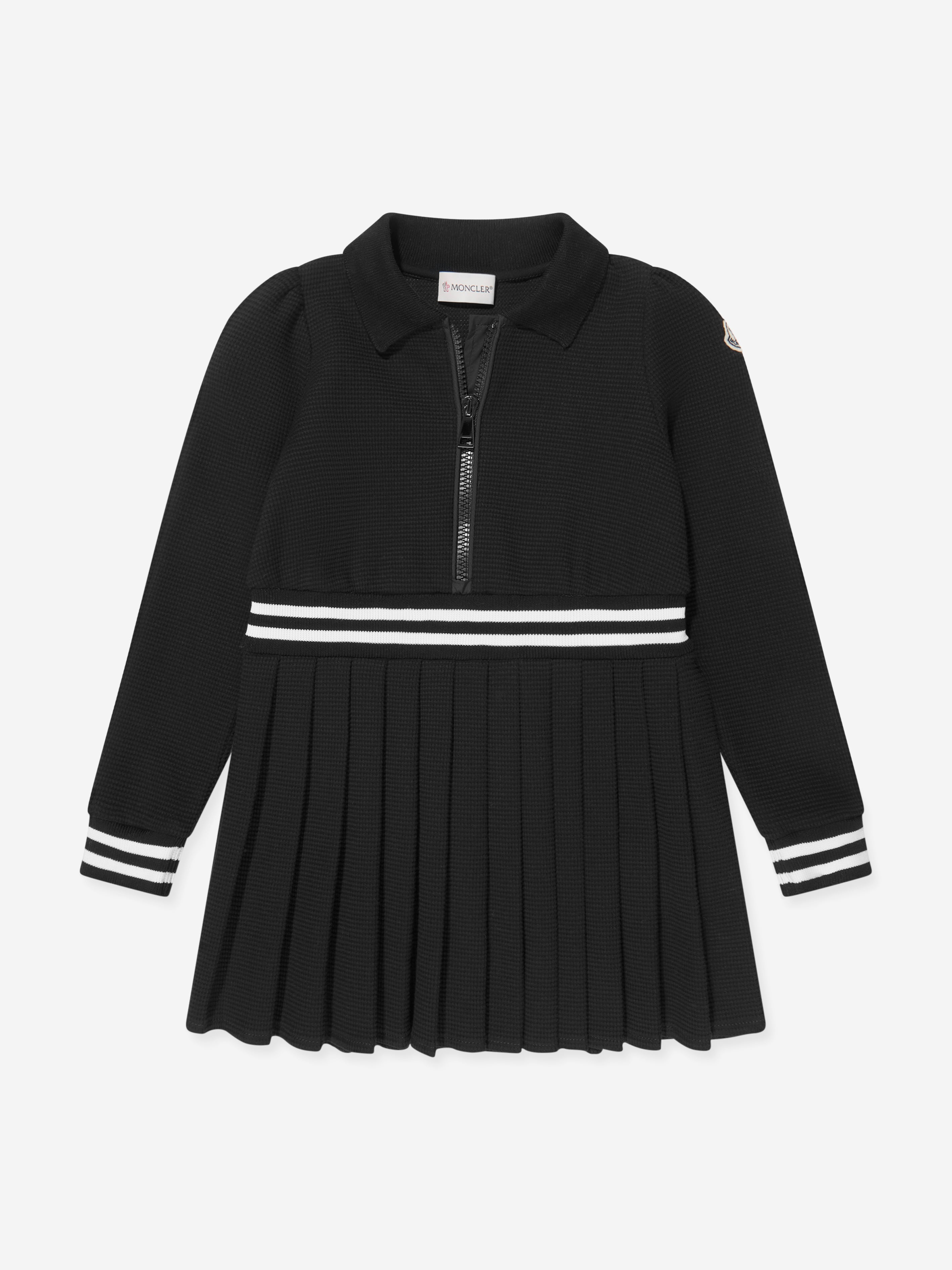 Moncler Enfant Girls Half Zip Pleated Dress in Black Enjoy Cheap Pice