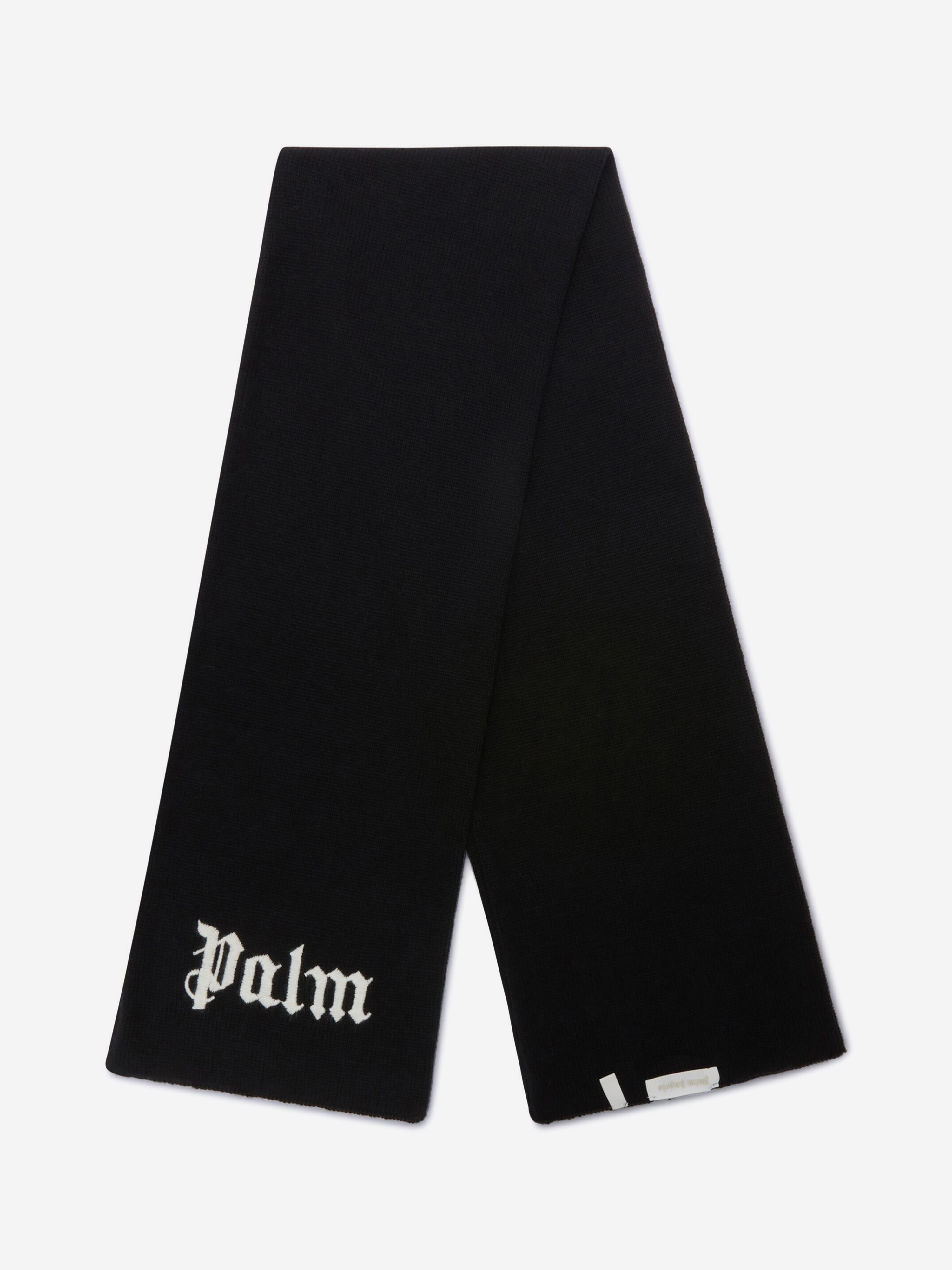 Palm Angels Kids Logo Knit Scarf in Black Cheap Professional