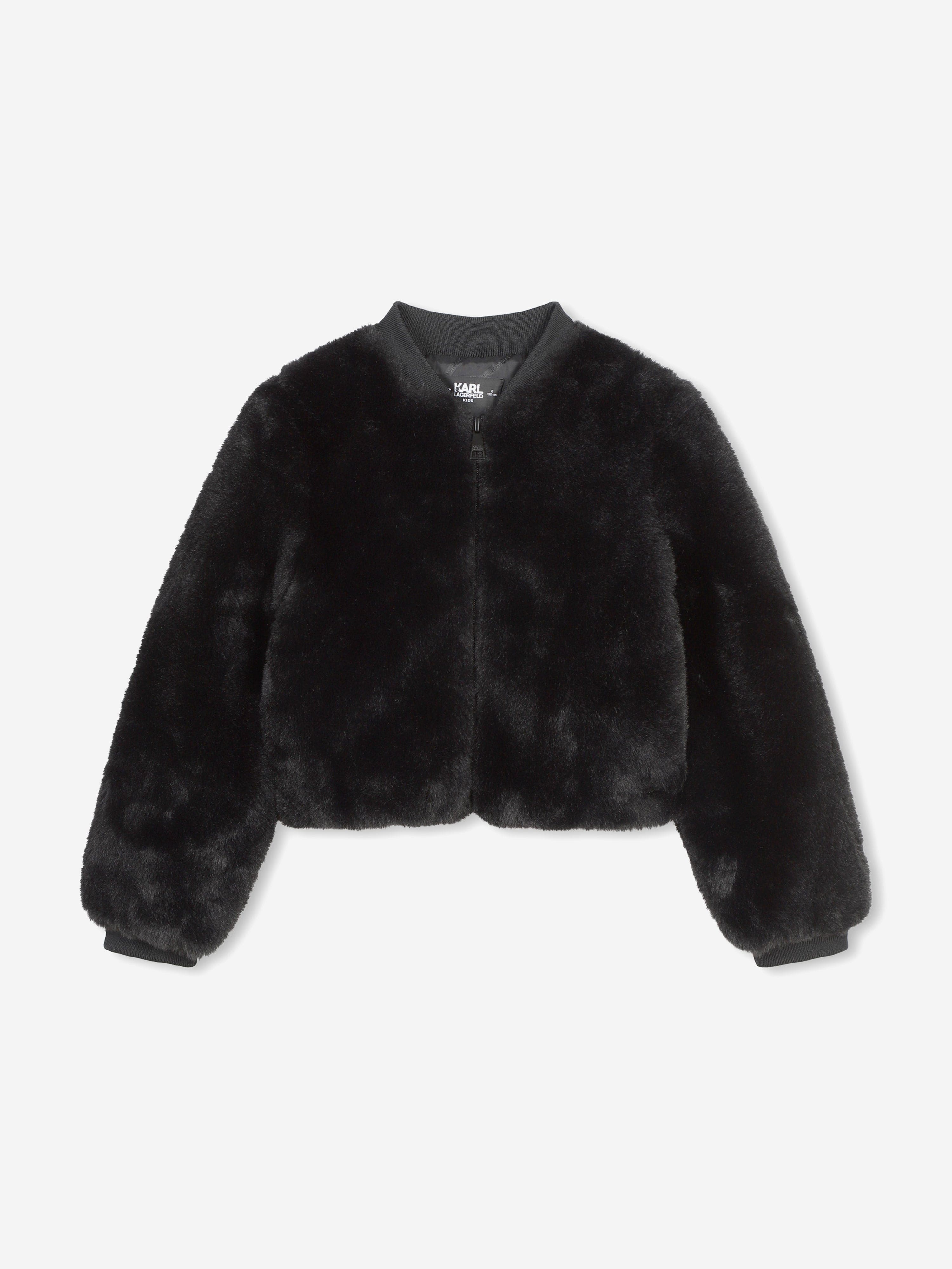 Karl Lagerfeld Girls Faux Fur Jacket in Black Buy Cheap Fake