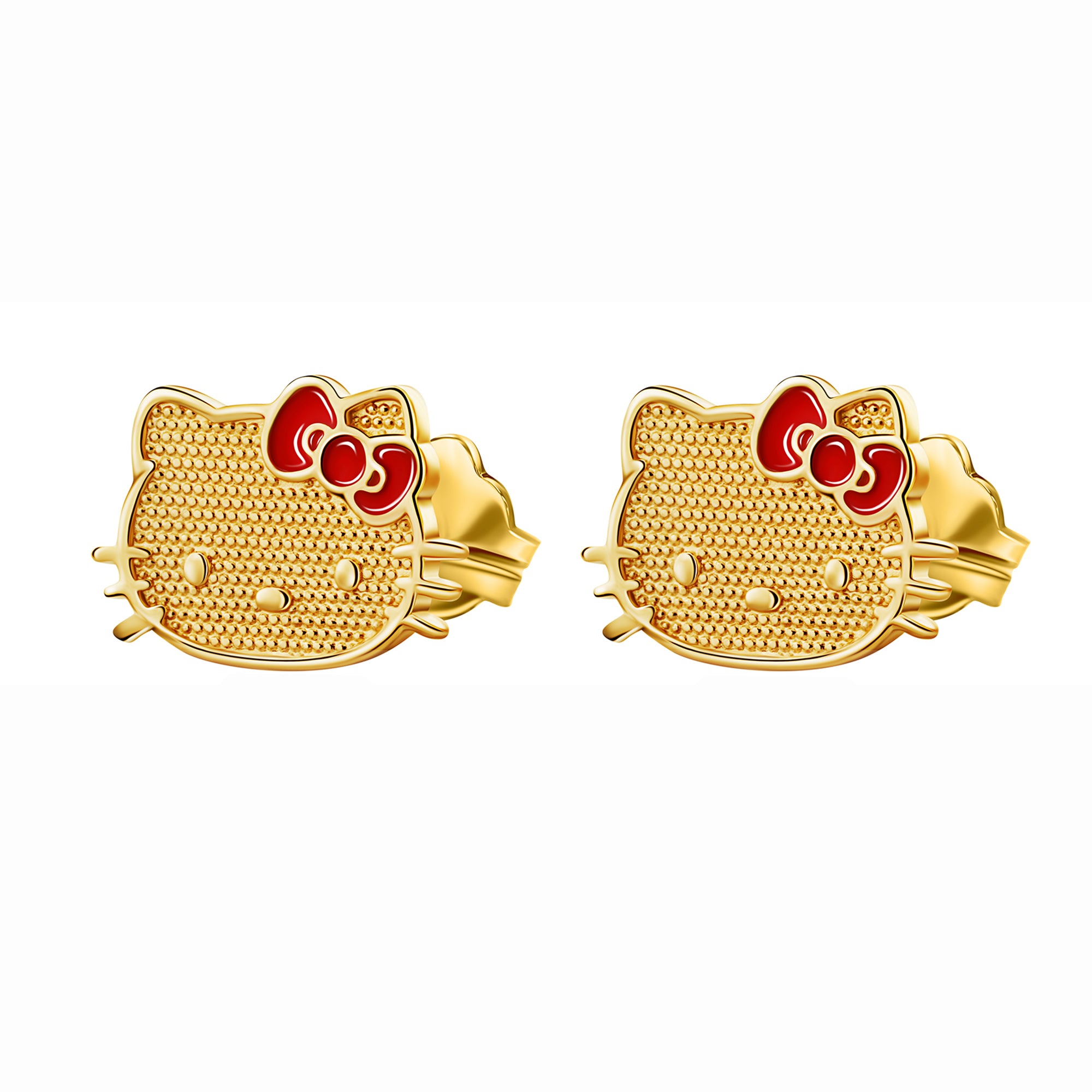 Hello Kitty 10K Yellow Gold Stud Earrings With Enamel Bow High Quality Buy Online