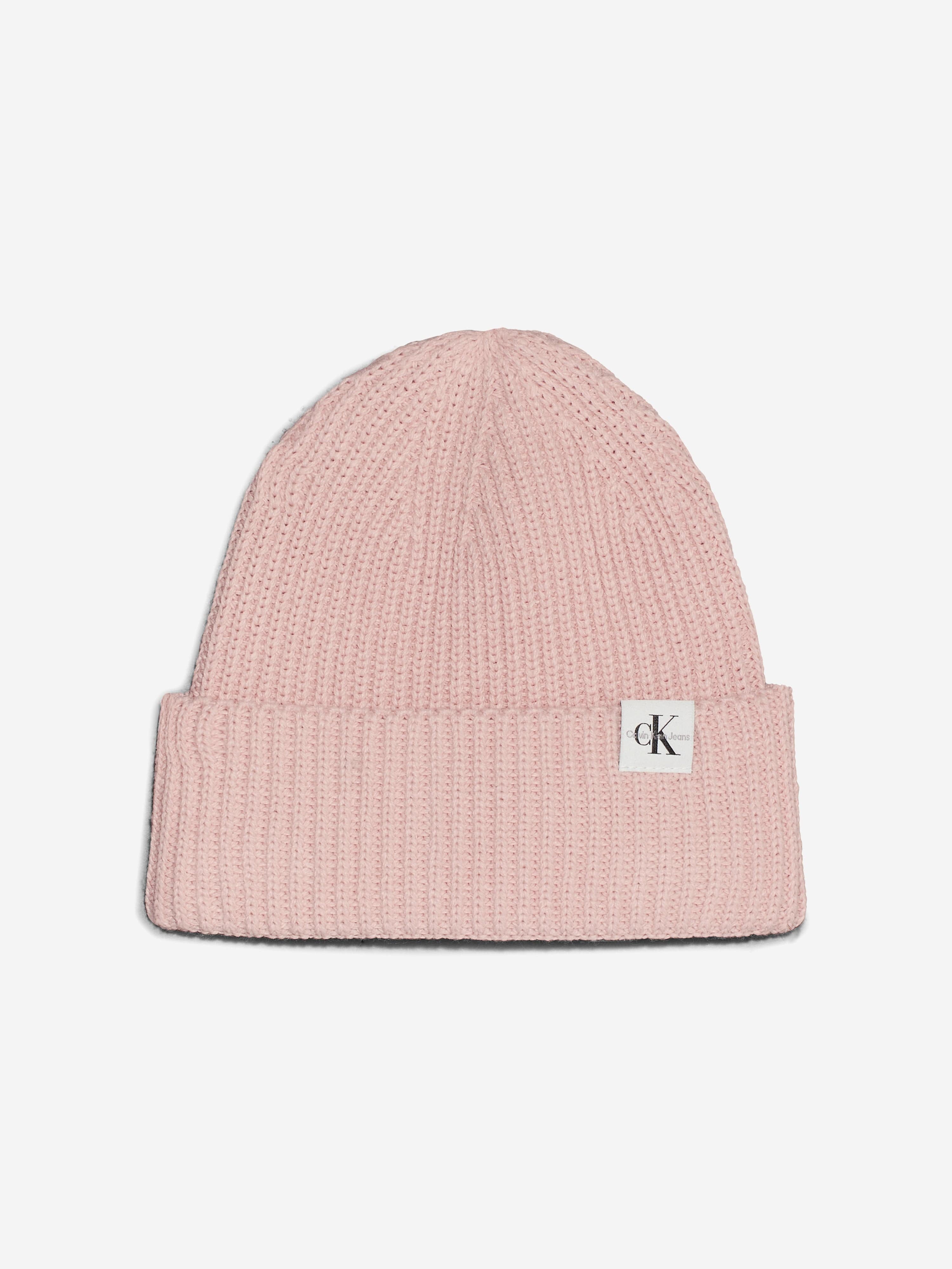 Calvin Klein Girls Monogram Rib Beanie Hat in Pink Discount Fast Delivery