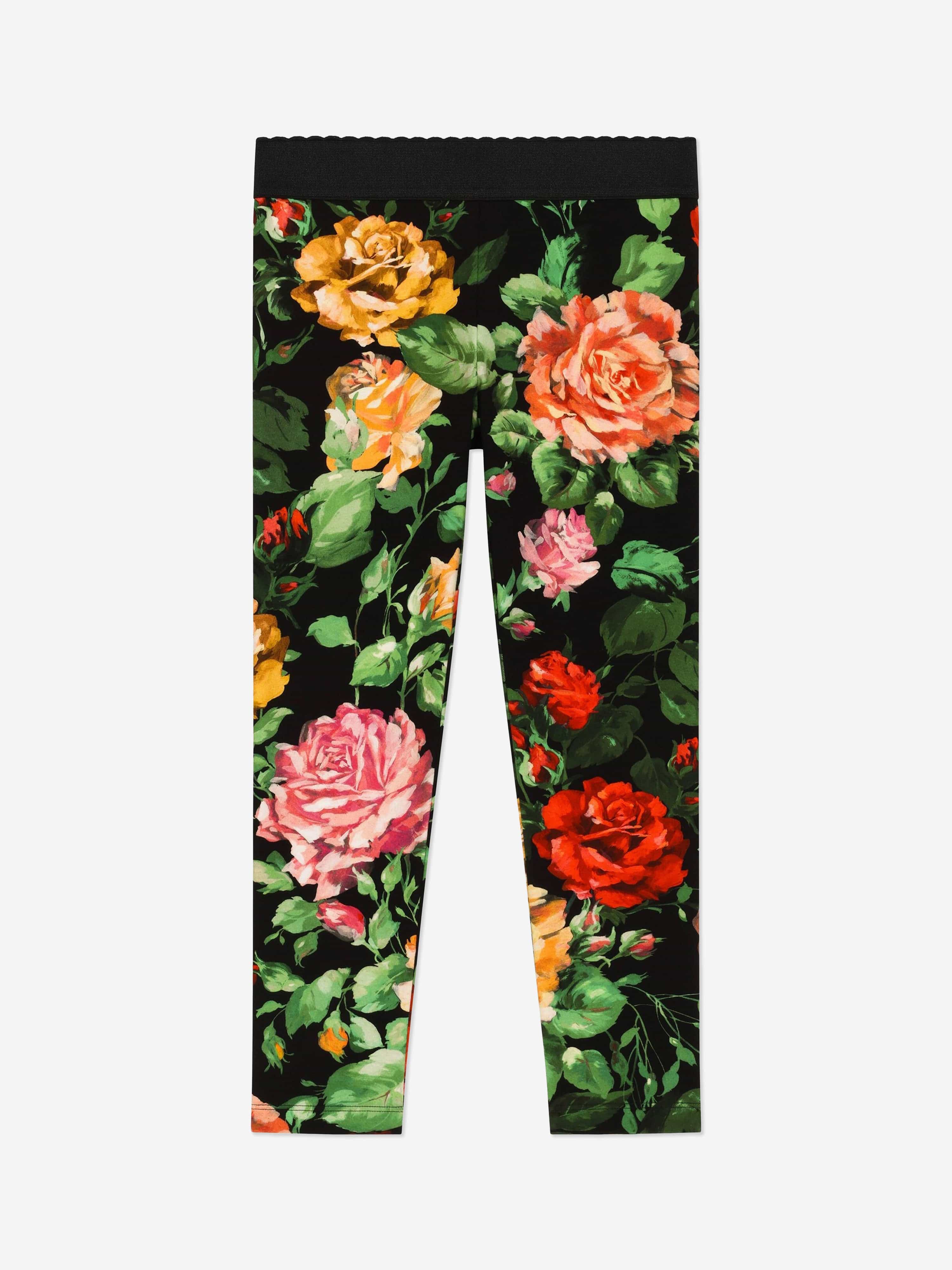 Dolce & Gabbana Girls Rose Print Leggings in Multicolour Cheap Sale Comfortable