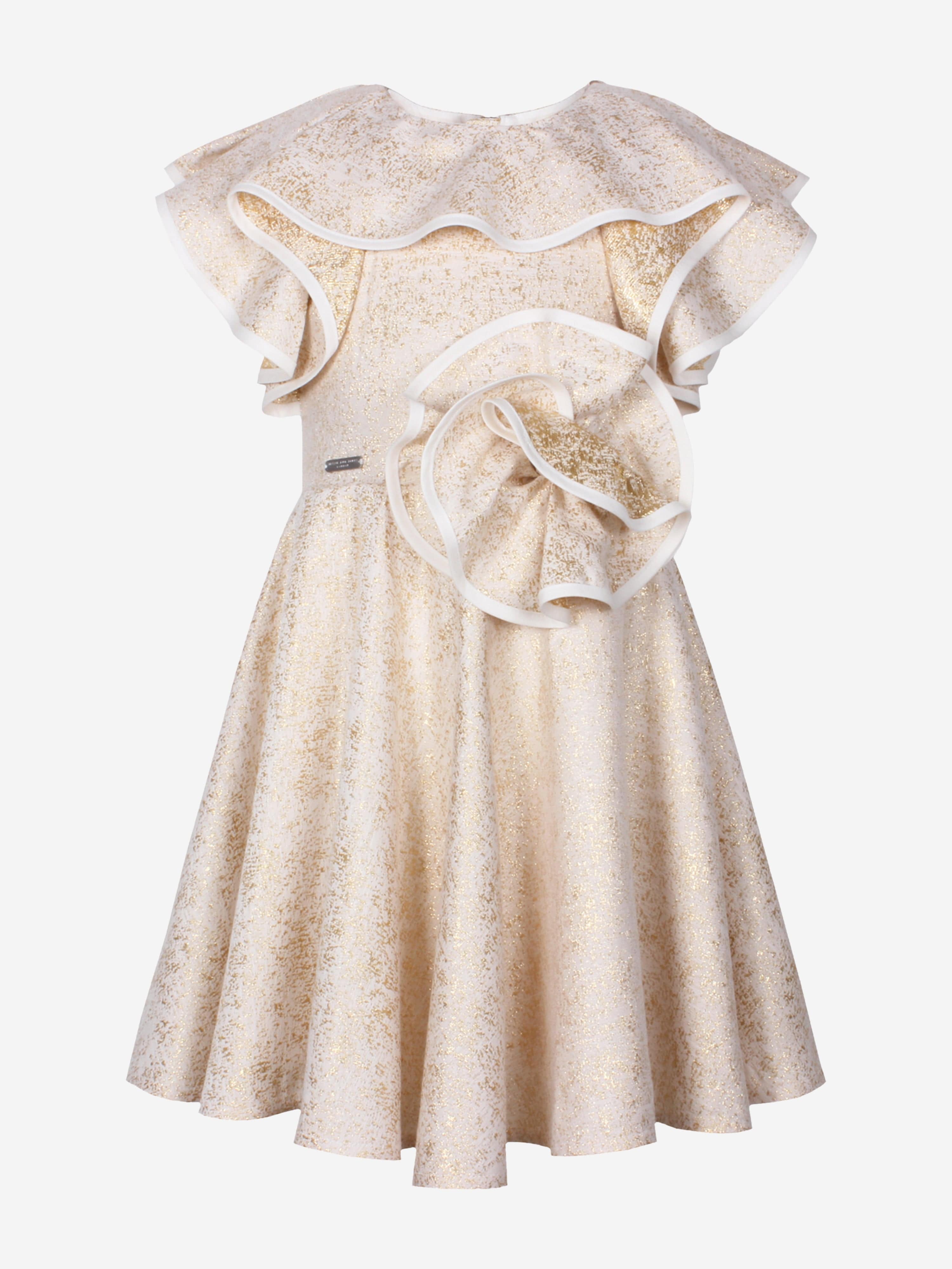 Jessie And James Girls Blossom Freckle Dress in Gold Best Sale For Sale