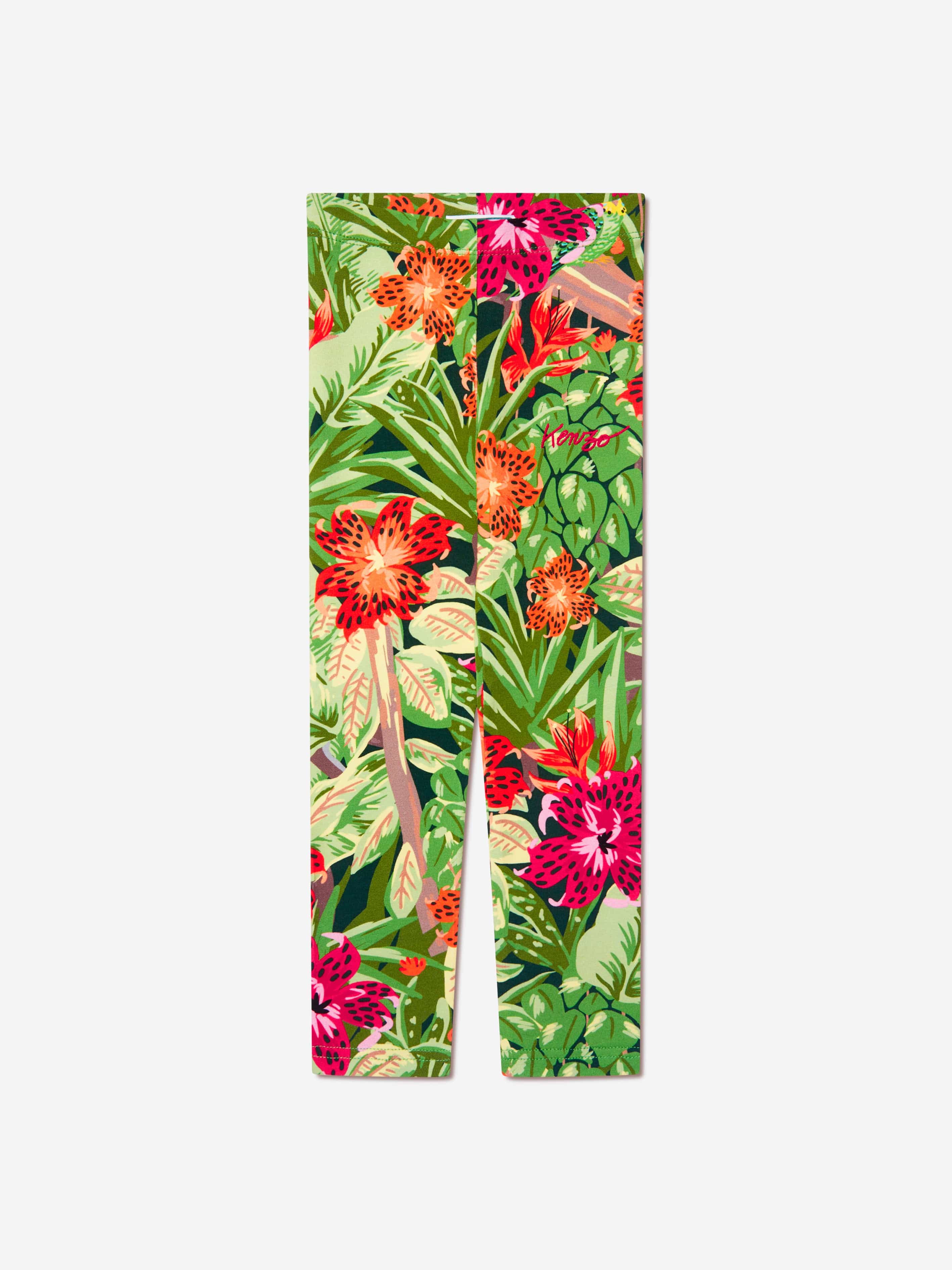 KENZO Girls Tropical Print Leggings in Green Free Shipping Good Selling