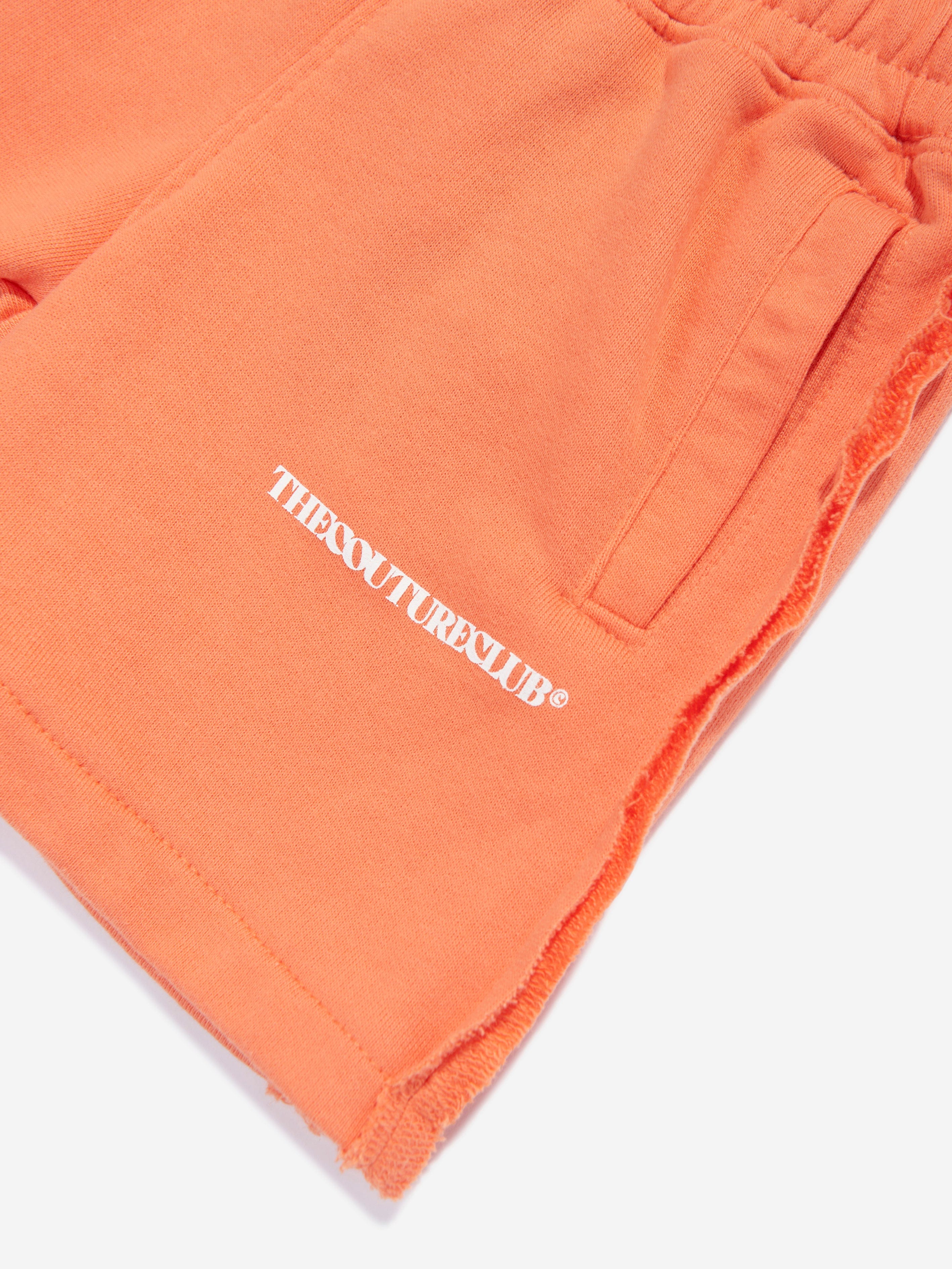 The Couture Club Kids Raw Seam Shorts in Orange For Sale Online