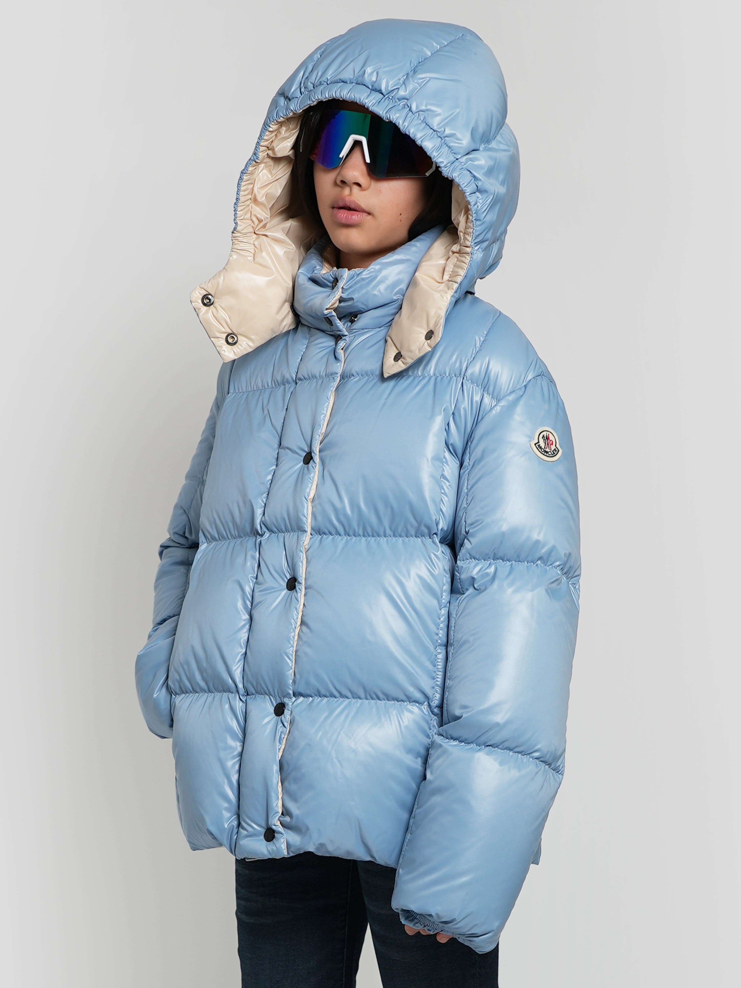 Moncler Enfant Girls Down Padded Parana Jacket in Blue Tumblr Cheap Online