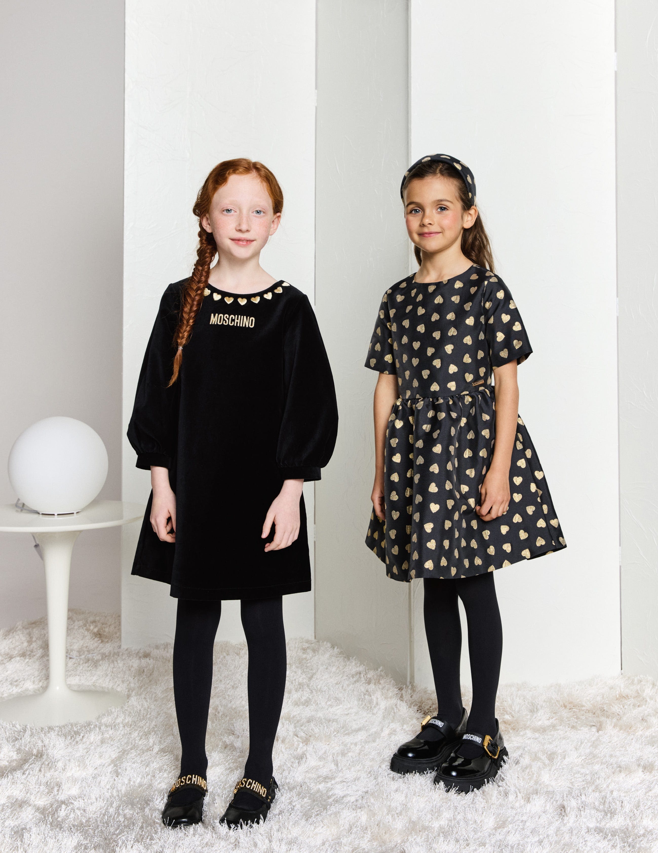 Moschino Girls Logo Hearts Dress in Black For Sale For Sale