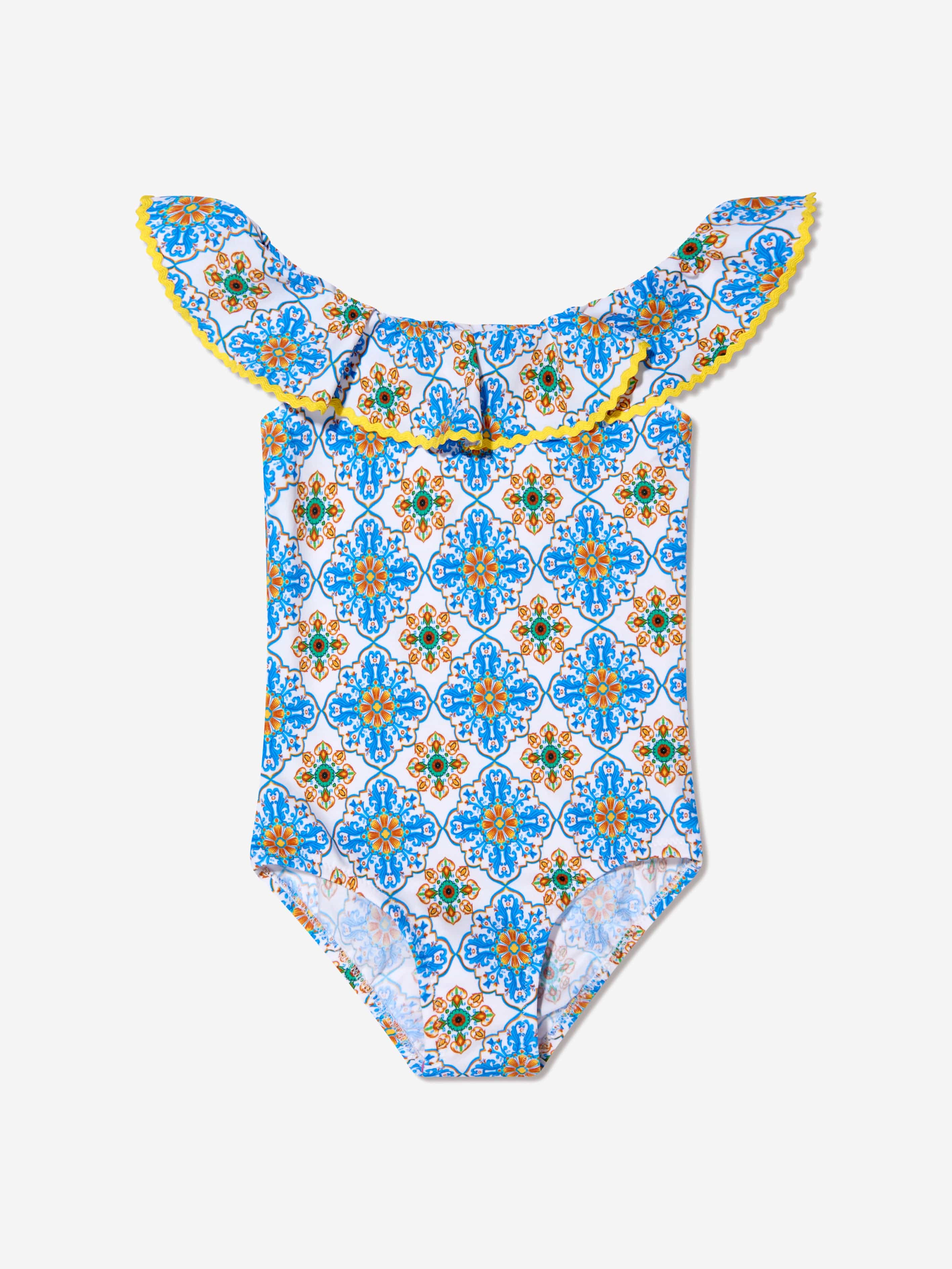 Nessi Byrd Girls Fenty Off Shoulder Swimsuit in Multicolour Cheap Fake
