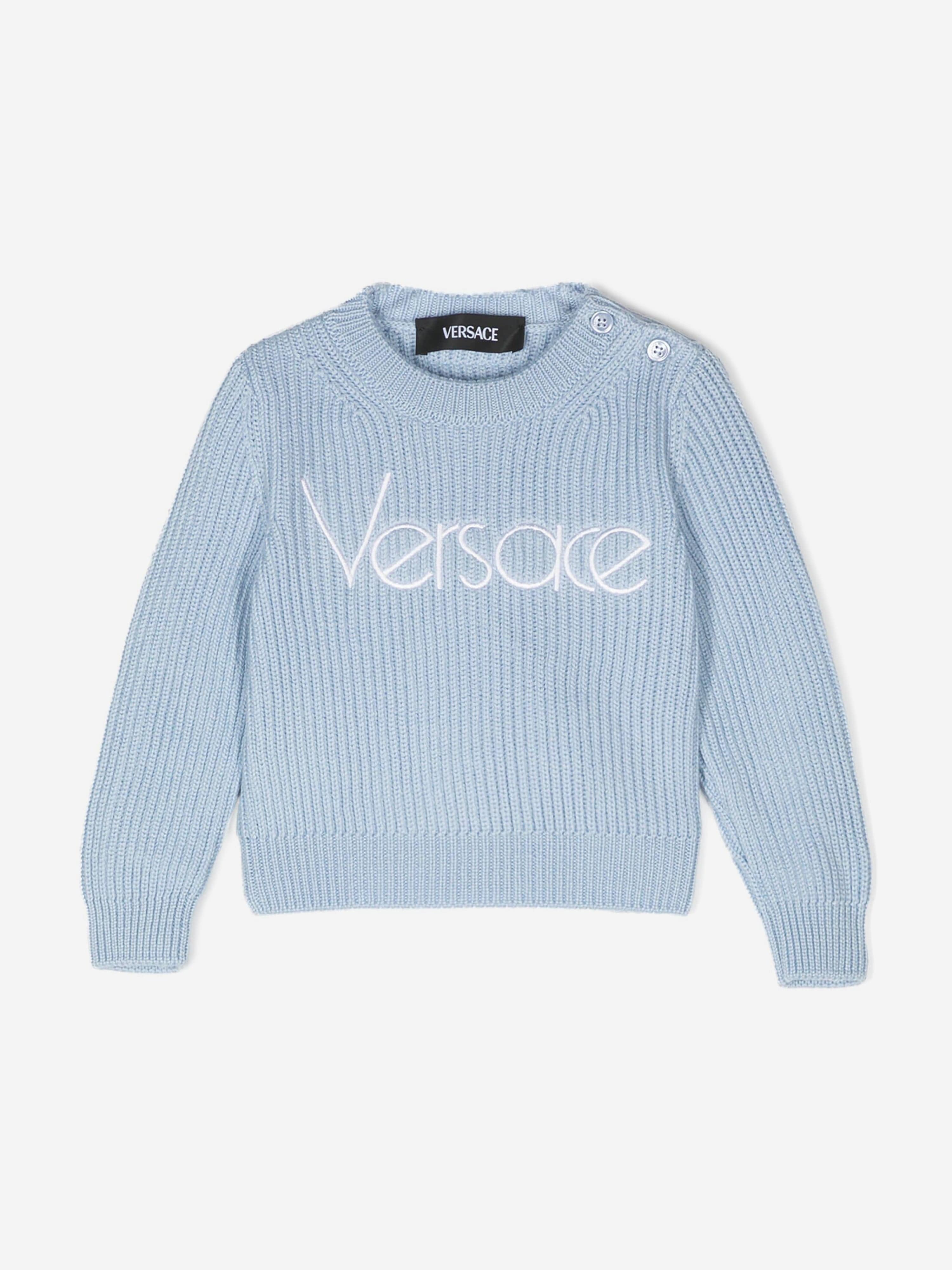 Versace Baby Embroidered Logo Jumper in Blue Buy Cheap Pay With Visa