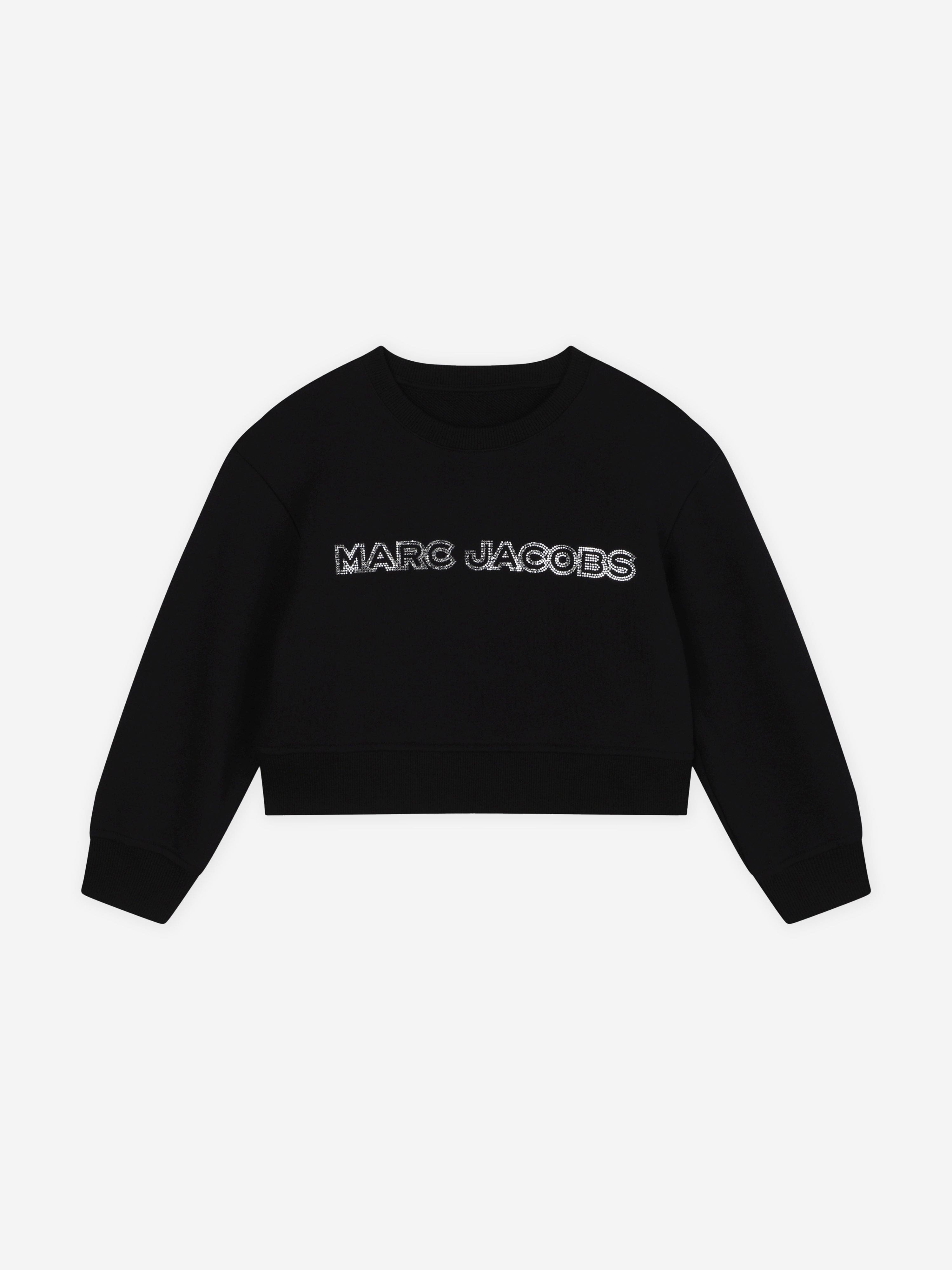 MARC JACOBS Girls Diamante Logo Cropped Sweatshirt in Black Clearance Cheap Real