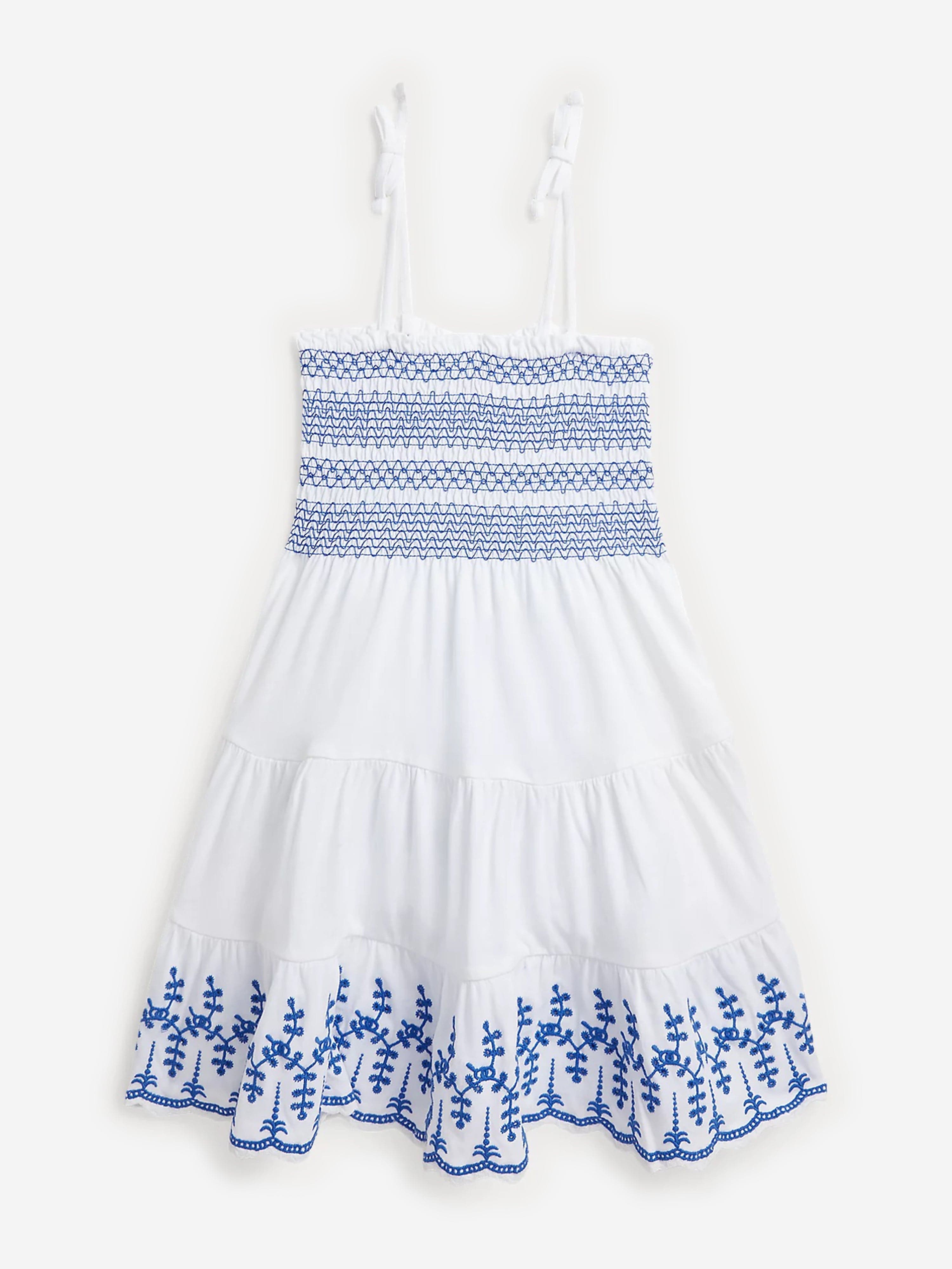 Ralph Lauren Girls Eyelet Embroidered Strap Dress in White Cheap Sale Low Pice