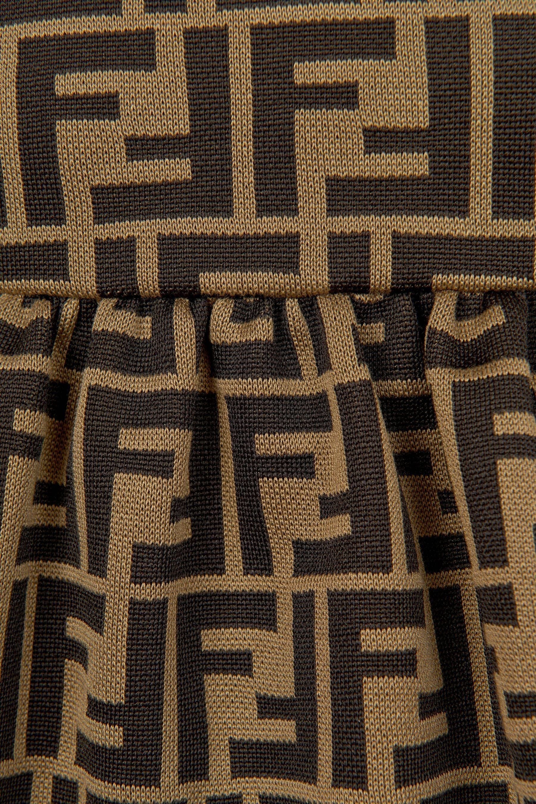 Fendi Baby Girls FF Logo Dress in Brown Clearance Latest