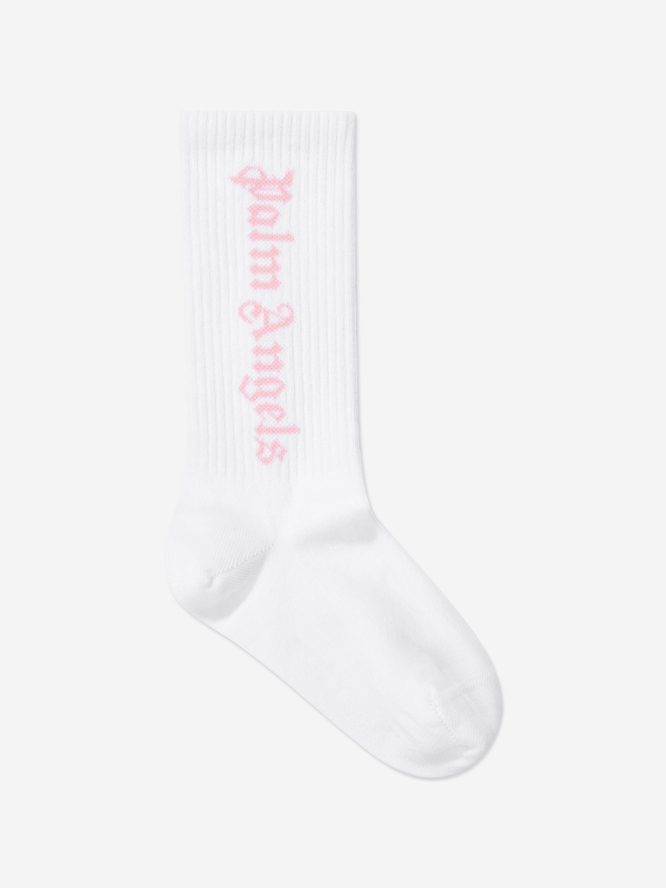 Palm Angels Girls Logo High Socks in White Buy Cheap Explore