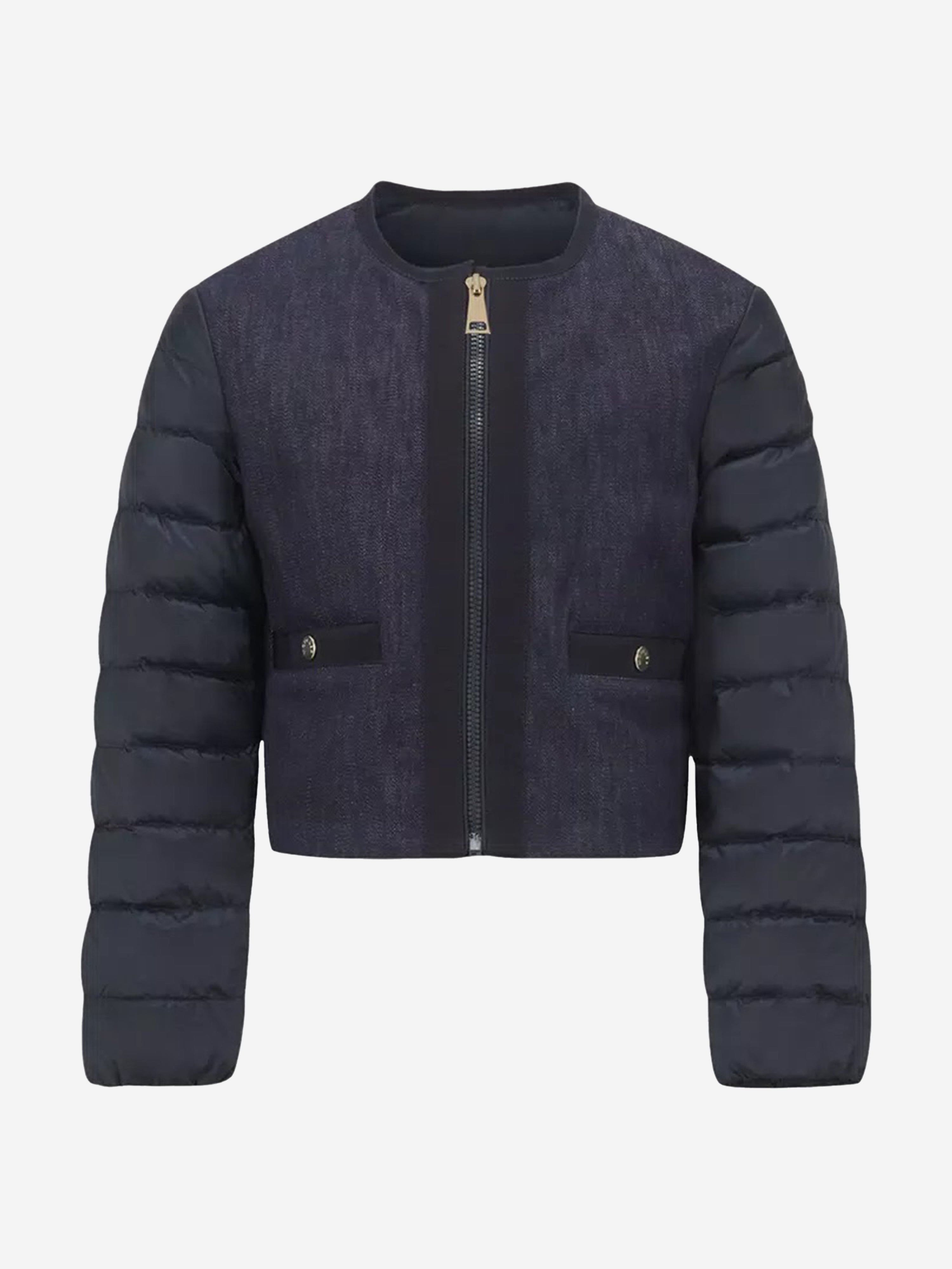 Moncler Enfant Girls Down Padded Nubia Jacket in Navy Cheap Sale New Arrival