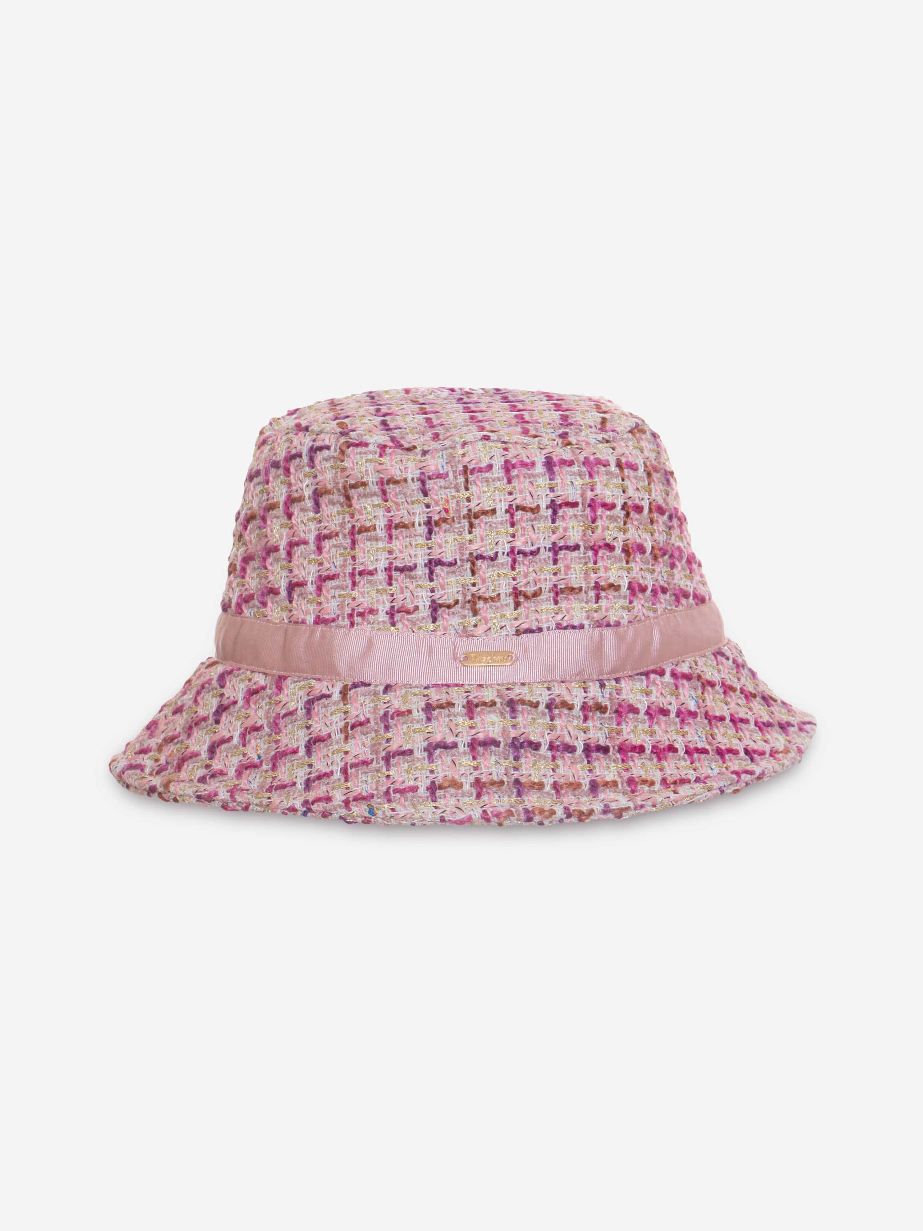 Patachou Girls Tweed Bucket Hat in Pink Discount Choice