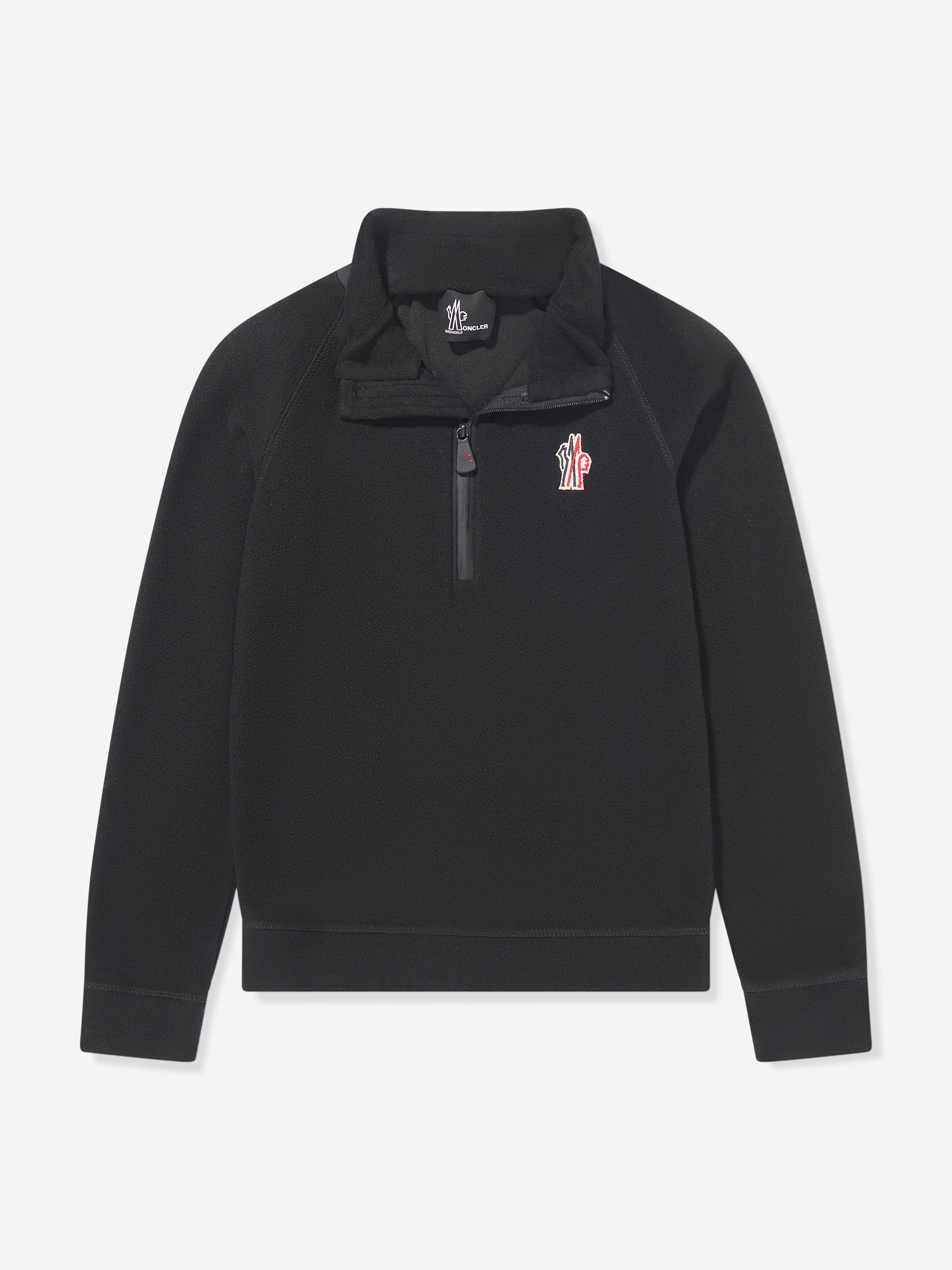 Moncler Enfant Kids Grenoble Half Zip Sweatshirt in Black Buy Authentic Online