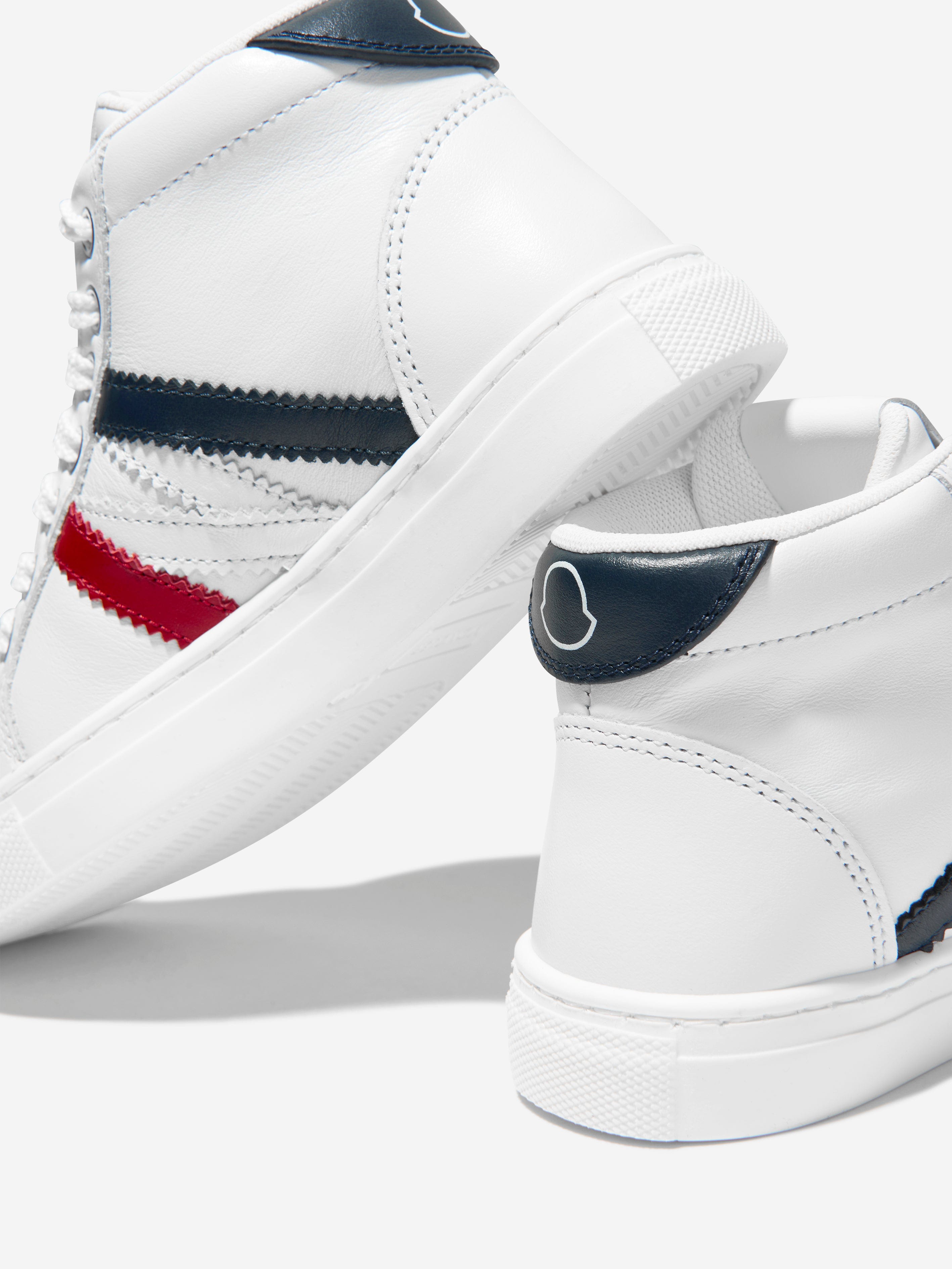Moncler Enfant Kids Leather Monaco High Top Trainers in White Nicekicks Cheap Online
