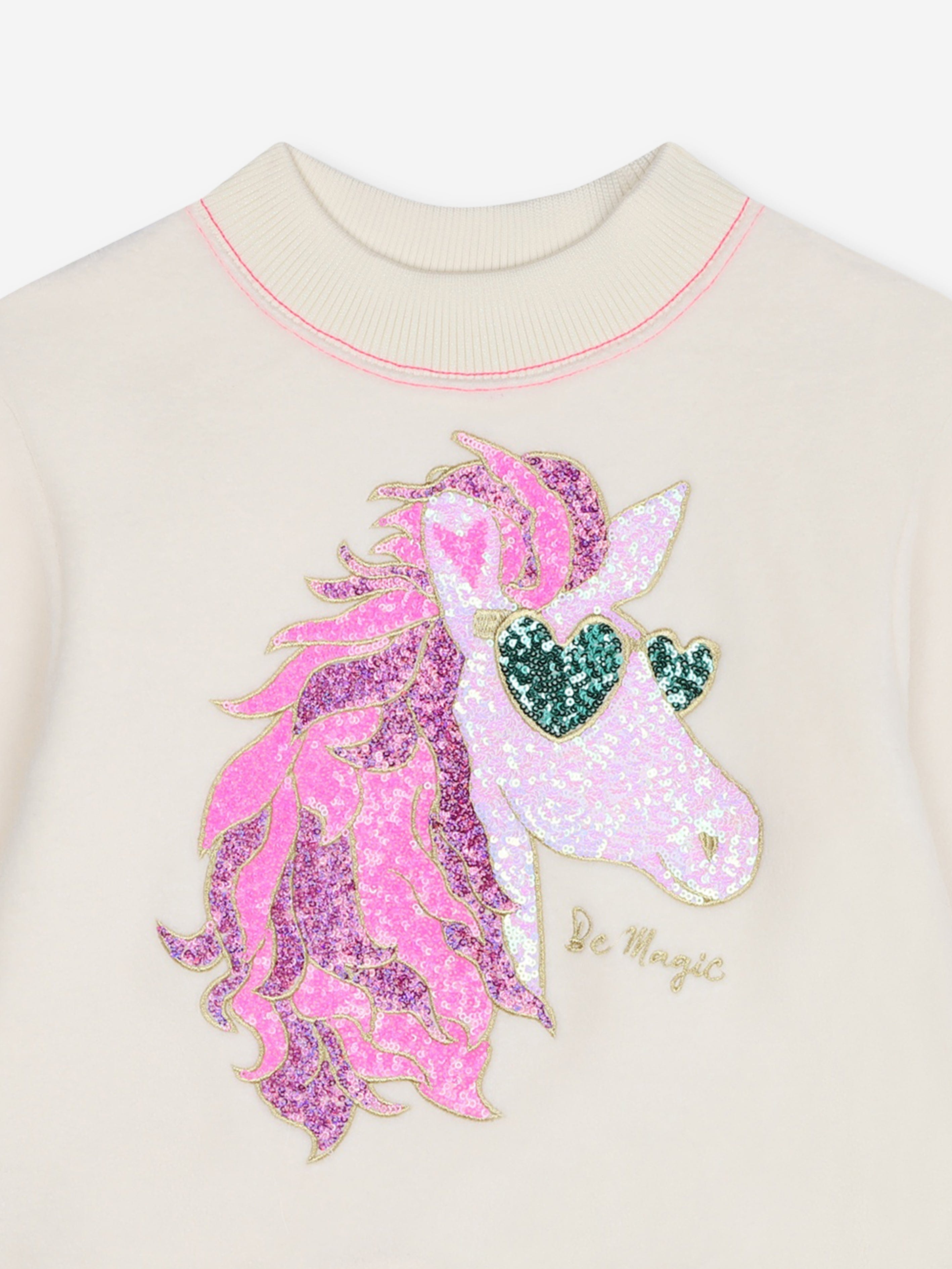 Billieblush Girls Pegasus Sweatshirt in Beige Discount Professional
