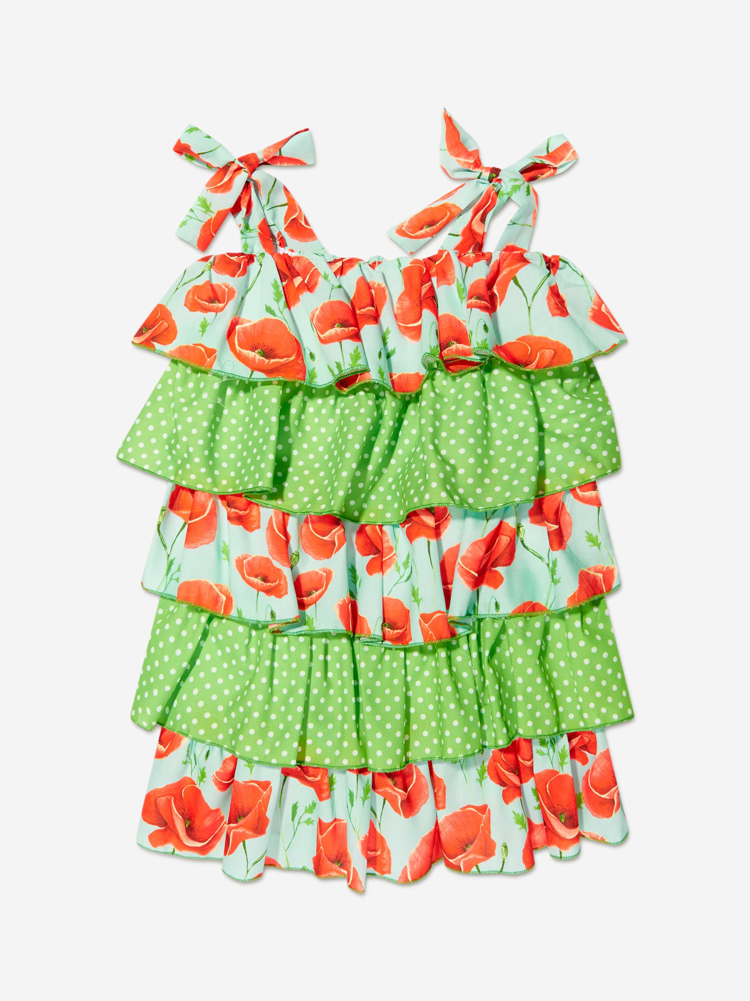 Selini Action Girls Ruffle Poppy Dress in Turquoise Discount Big Discount