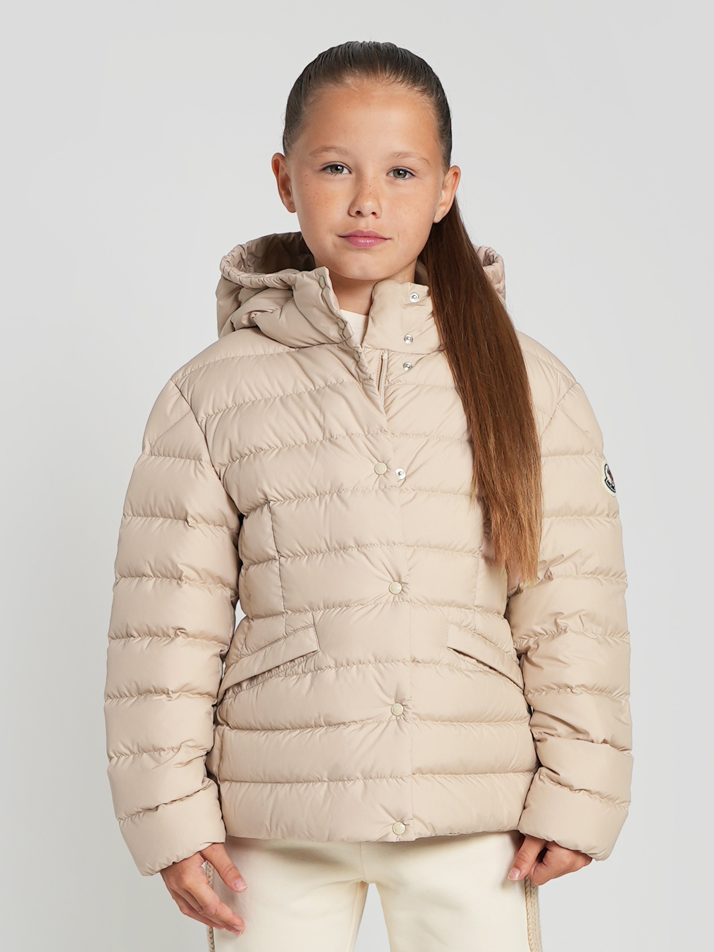 Moncler Enfant Girls Down Padded Egisto Jacket in Beige Clearance Sast