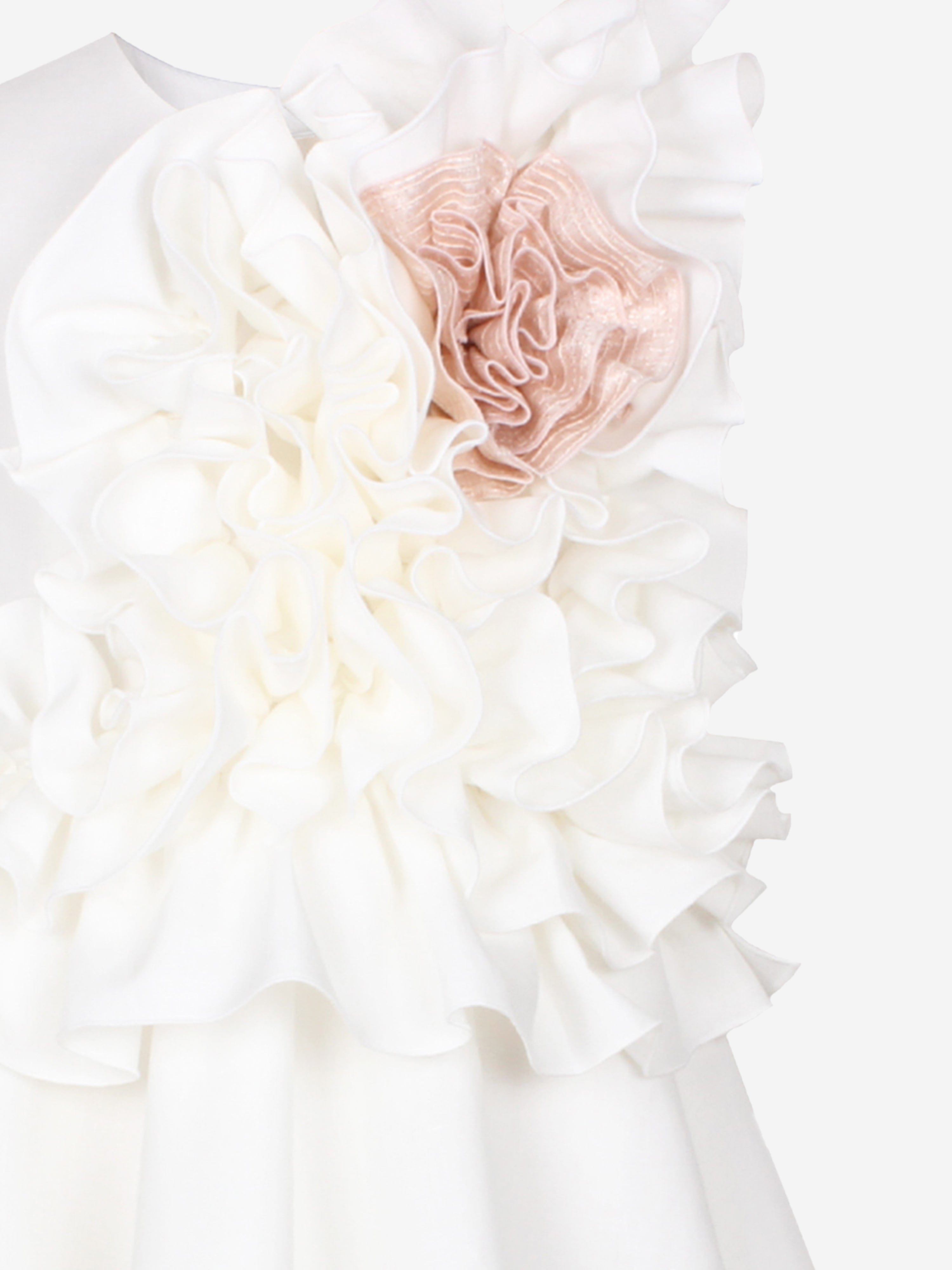 Girls Adage Ruffle Flower Dress in White Clearance Visit New