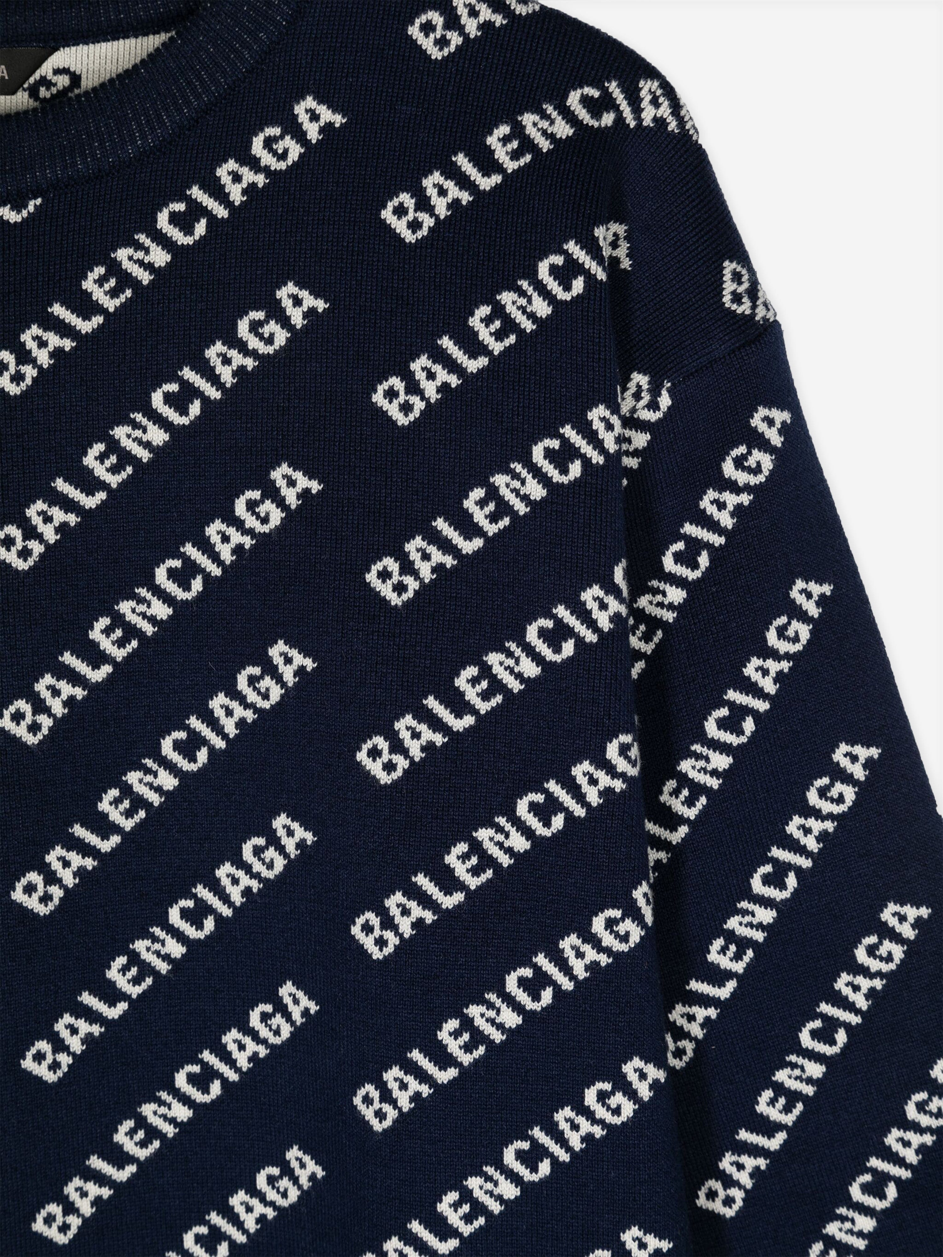 Balenciaga Kids All Over Logo Sweatshirt in Navy In China Sale Online