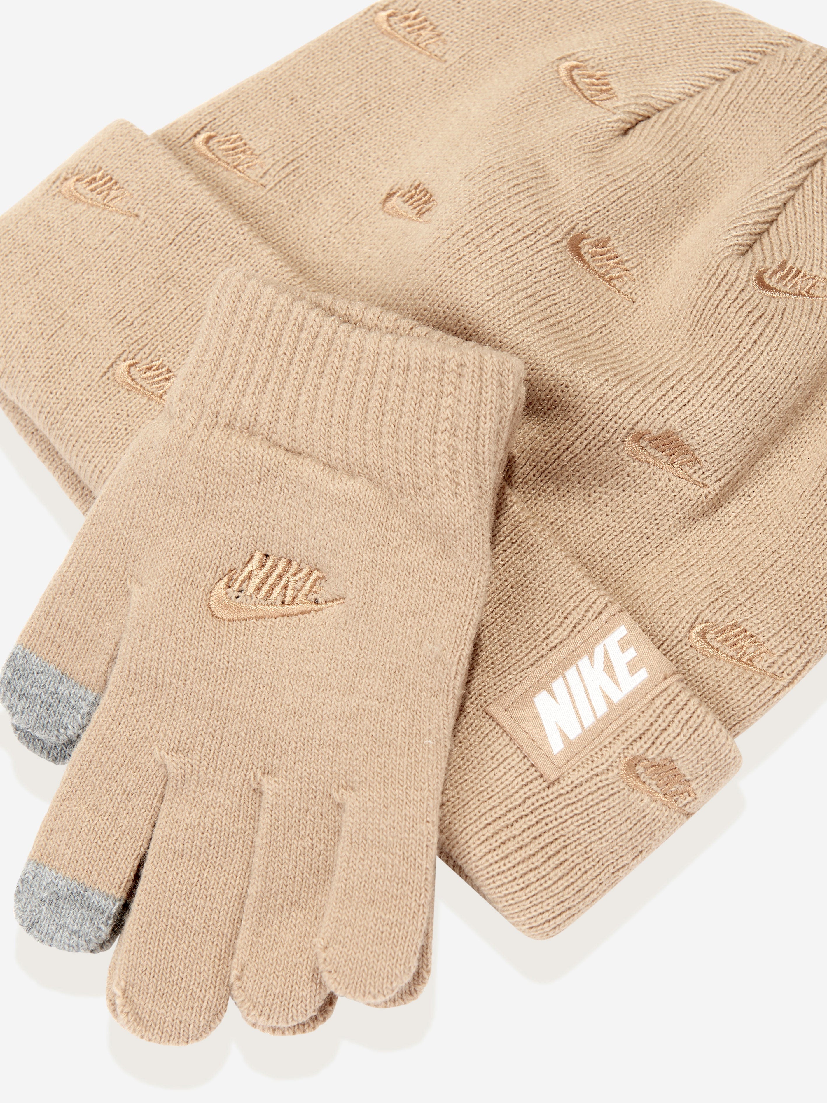 Kids Futura Beanie and Glove Set in Beige Best Place Sale Online