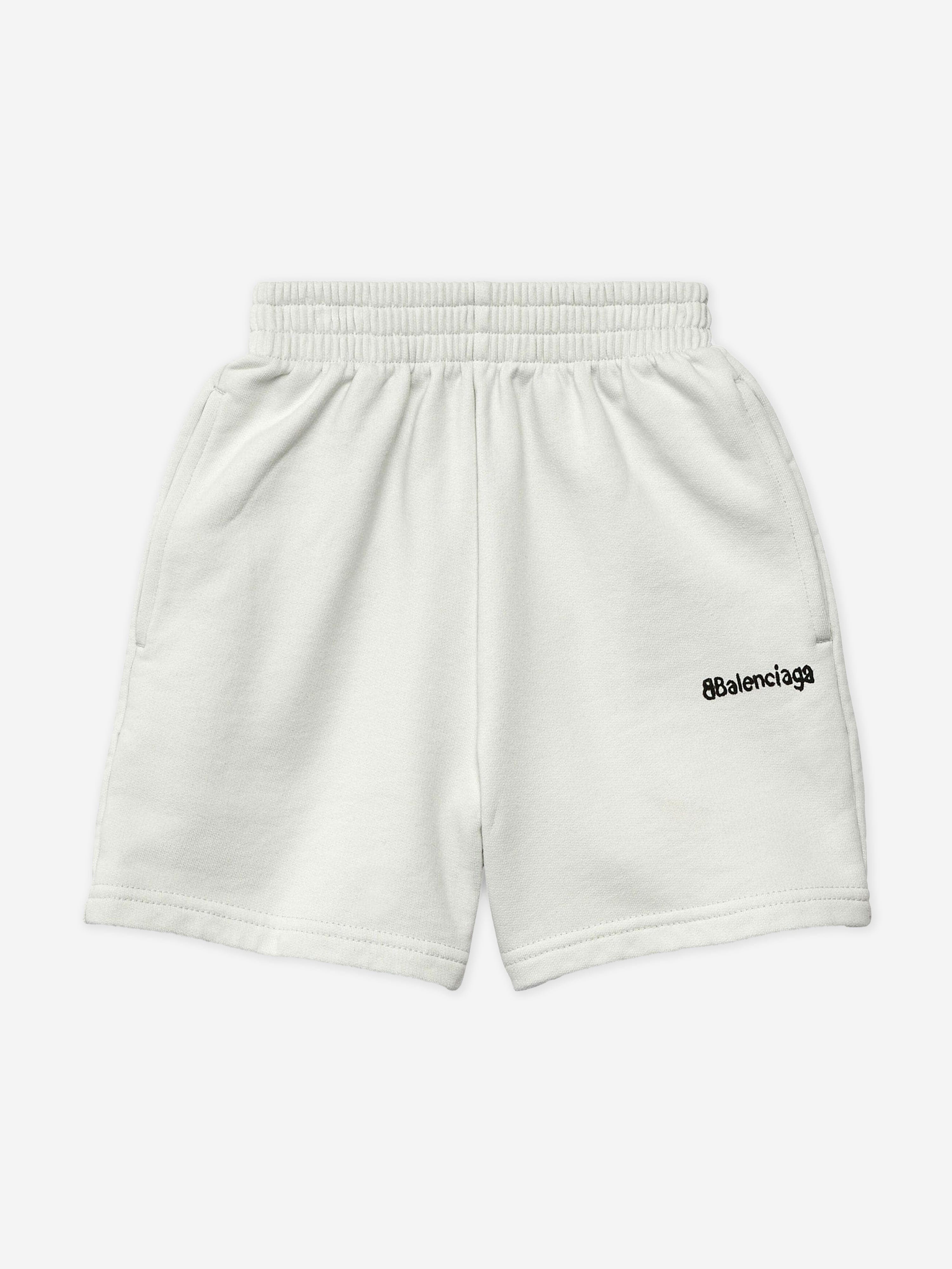 Balenciaga Kids Logo Jogging Shorts in White For Nice