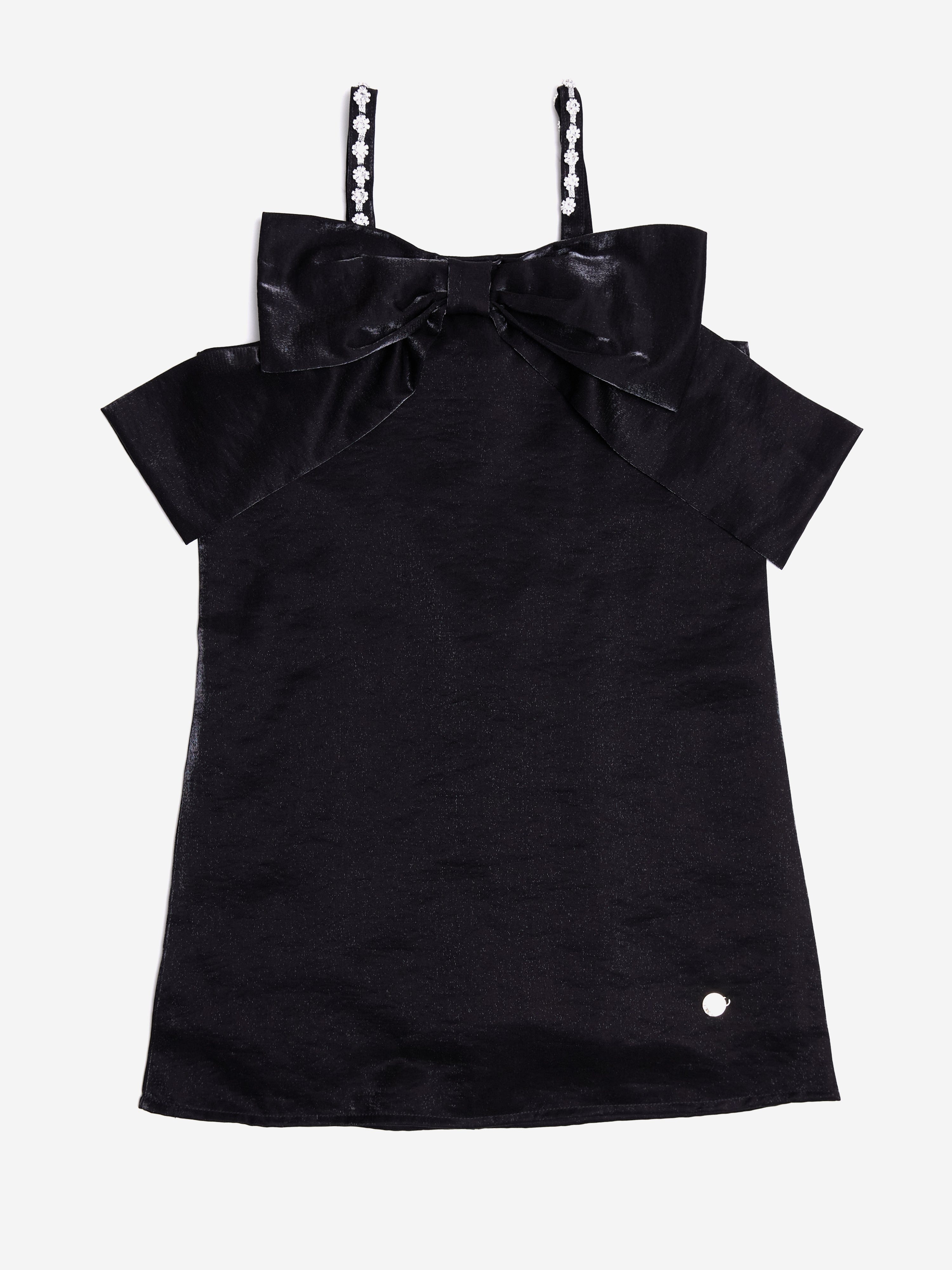 BCBG Girls Jewel Strap Taffeta Dress in Black Outlet Fashionable