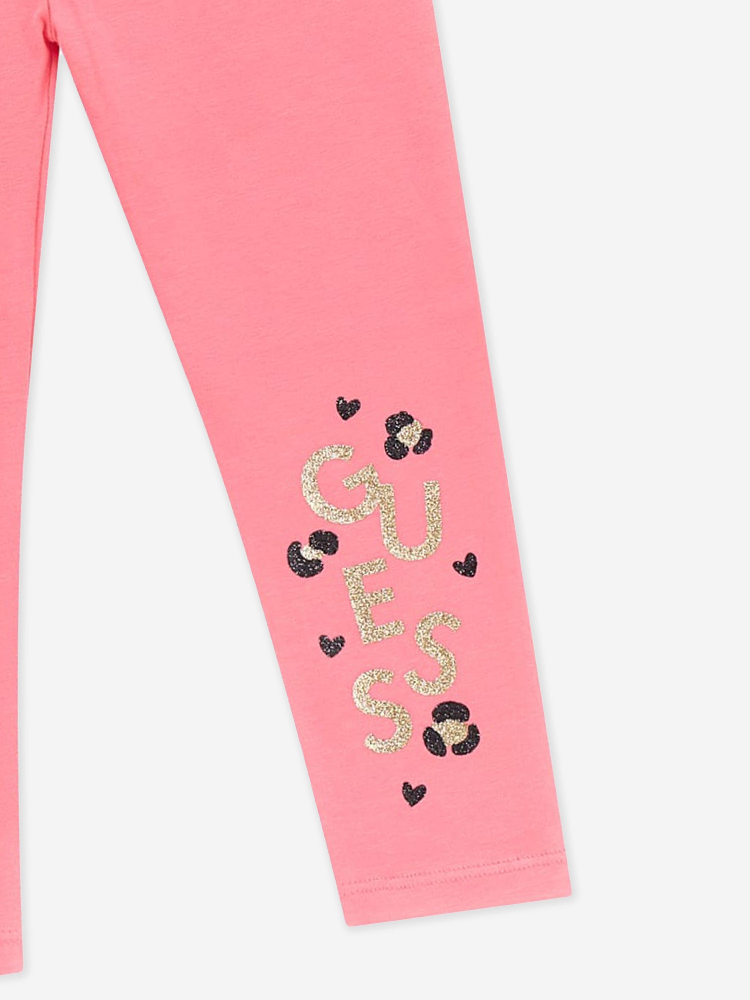 Guess Girls Logo Leggings in Pink Free Shipping For Nice