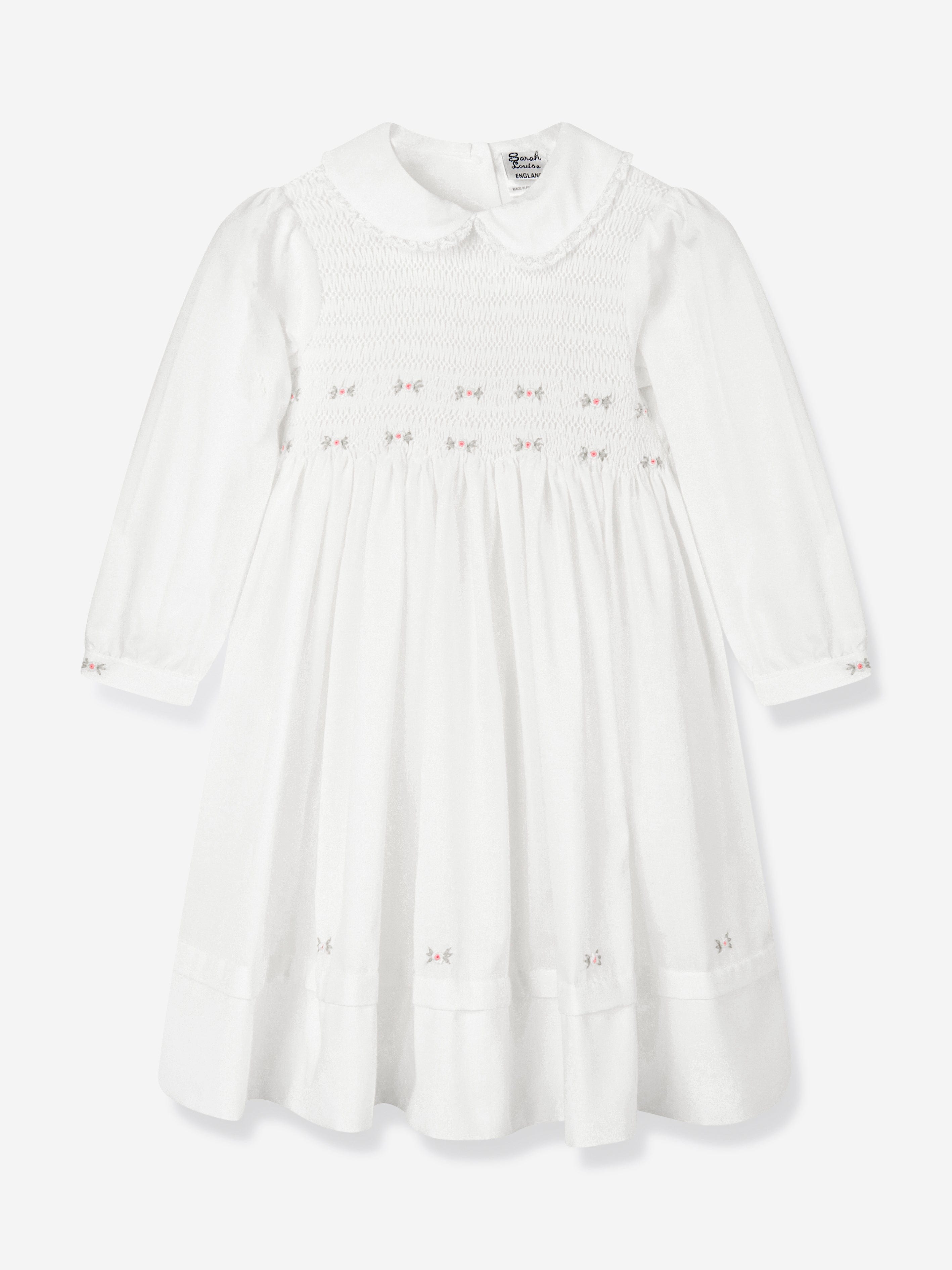 Girls Smocked Embroidered Dress in Ivory Outlet Purchase